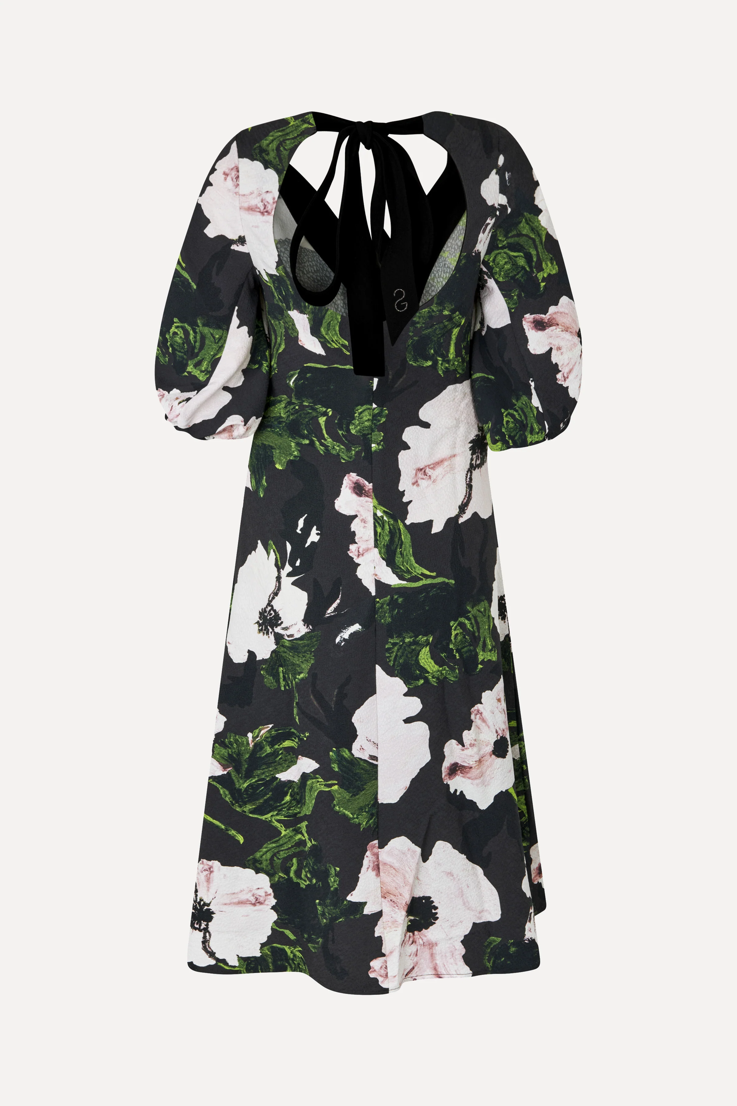 3/4 Volume Sleeves Midi Dress - Umber Windflower - Image 2