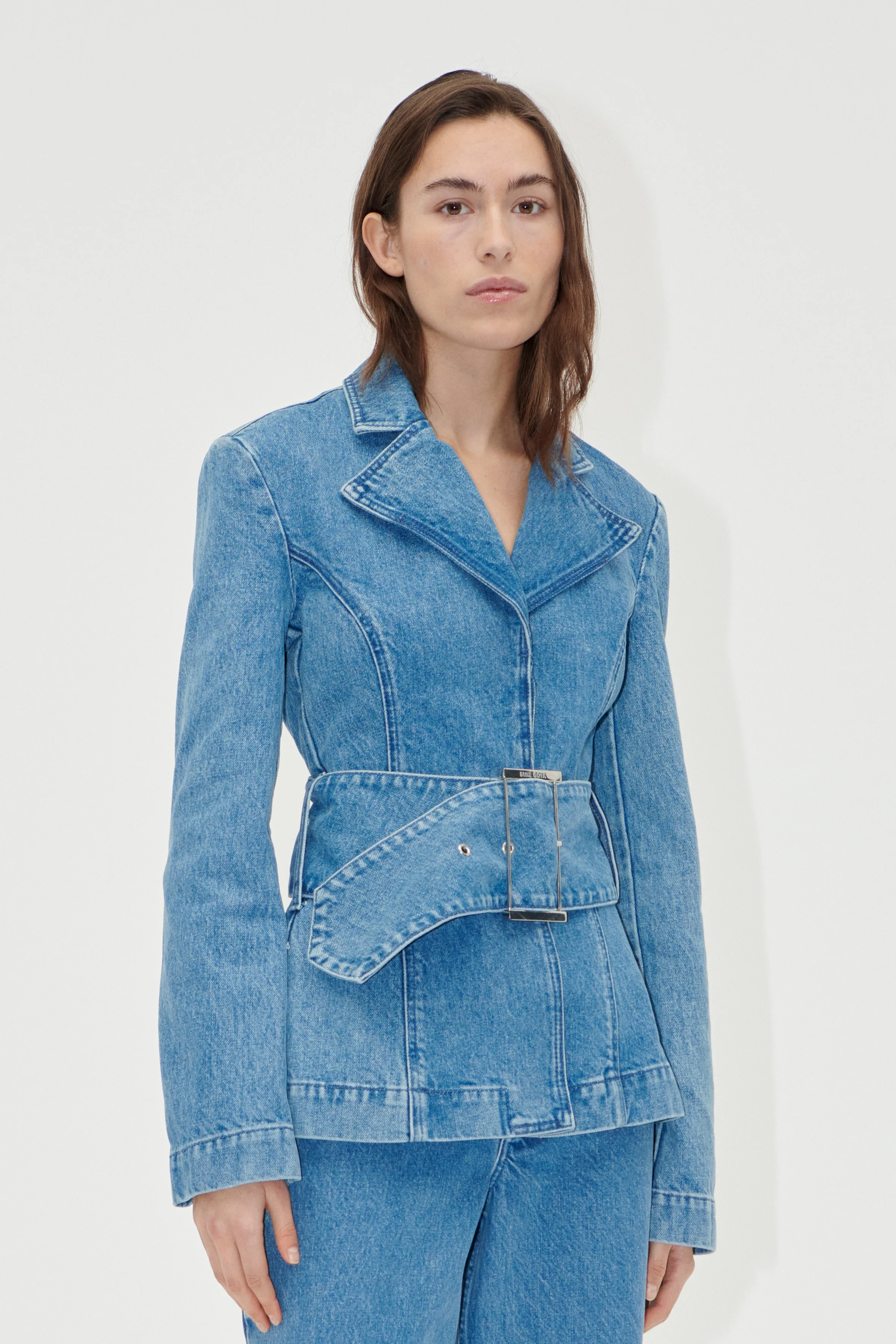 Belted Tailored Jacket - Denim Blue - Image 3