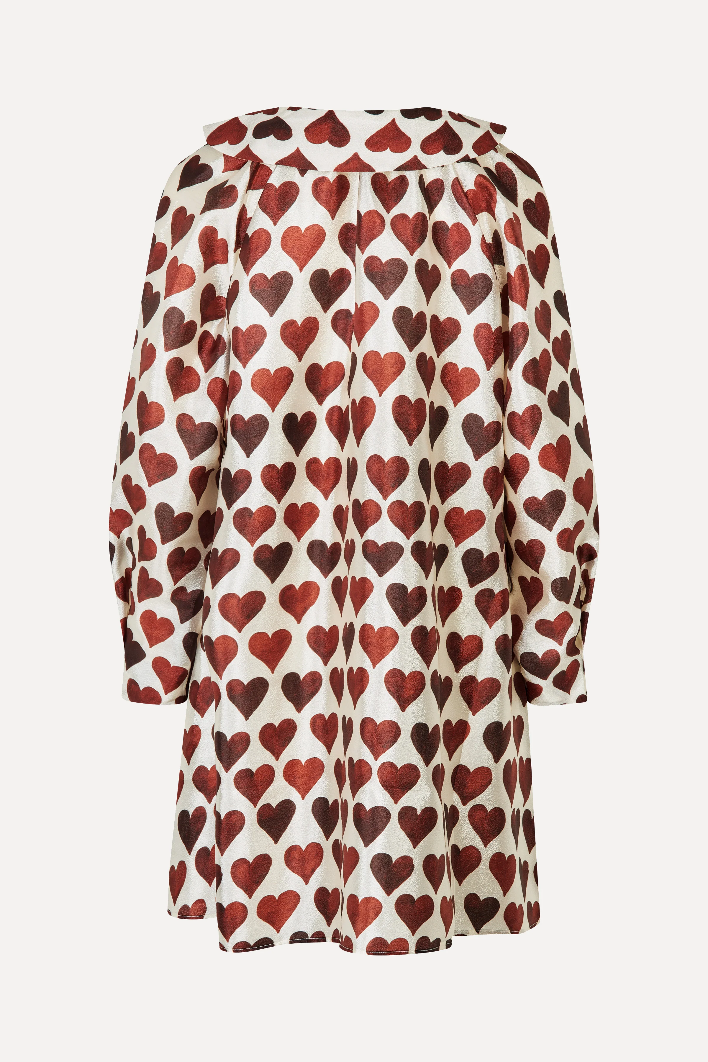 Collared Voluminous Dress - Hearts - Image 4