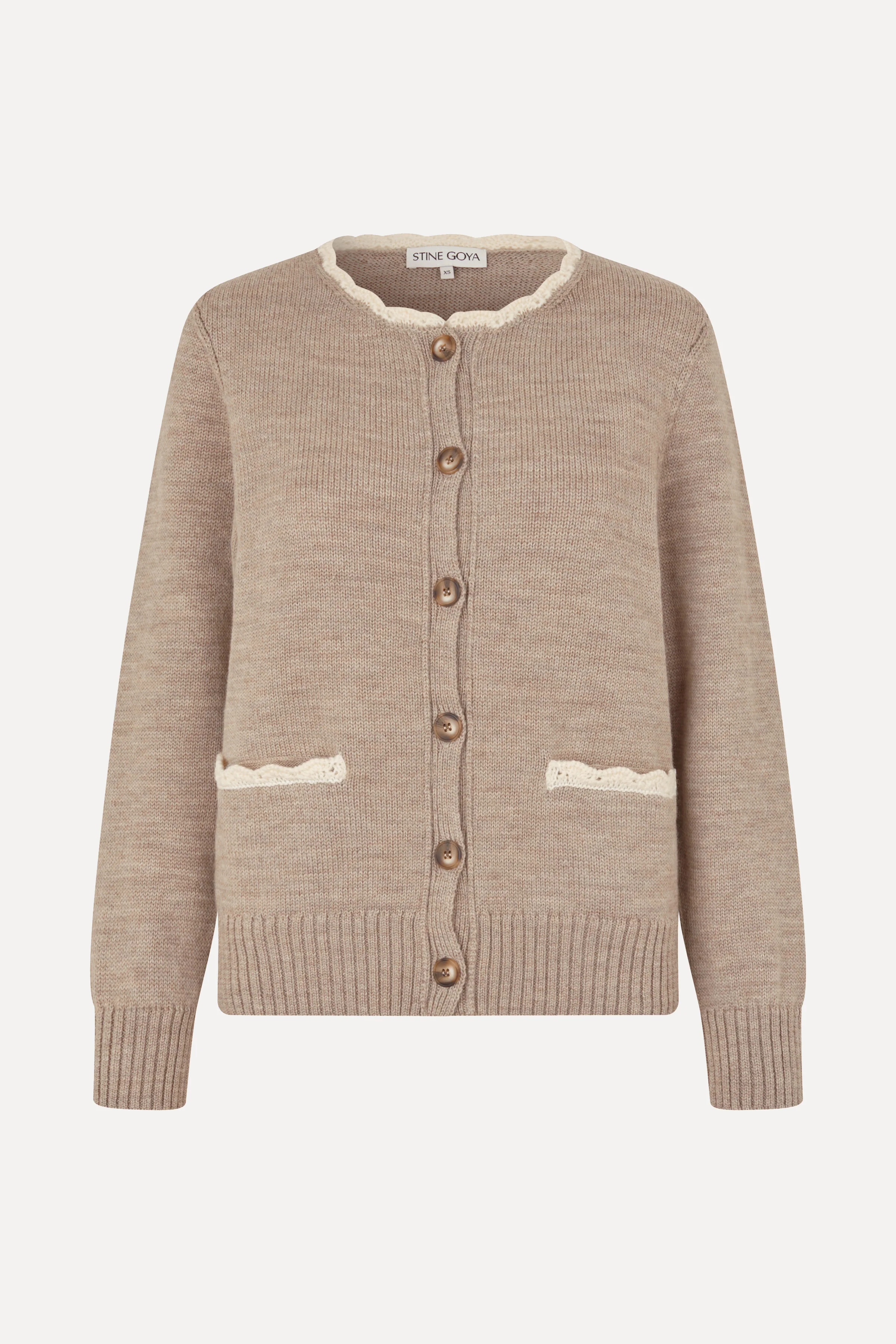 Crochet Trim Cardigan - Dark Oak - Image 3