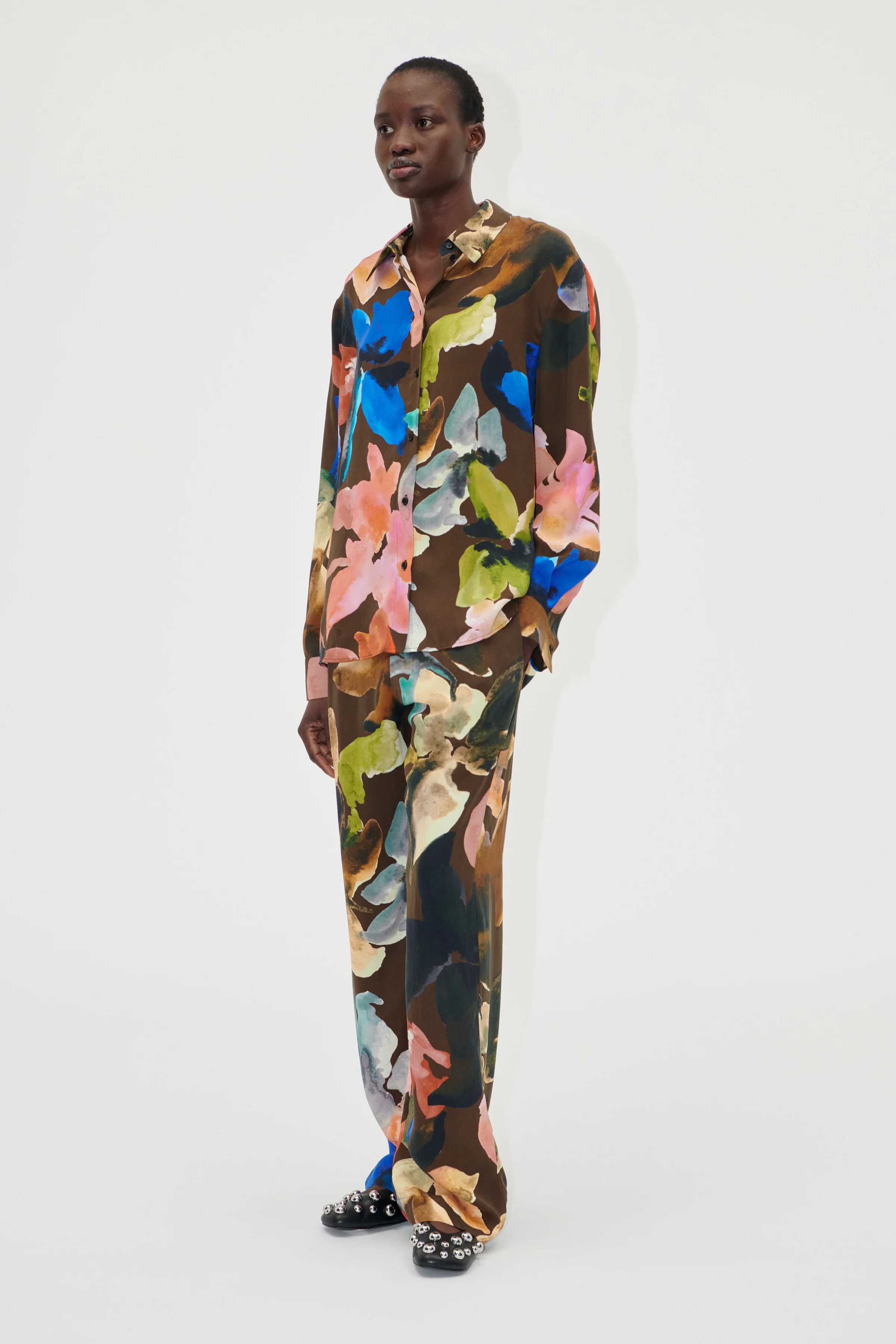 Elasticated Long Pants - Aquarelle Garden - Image 3