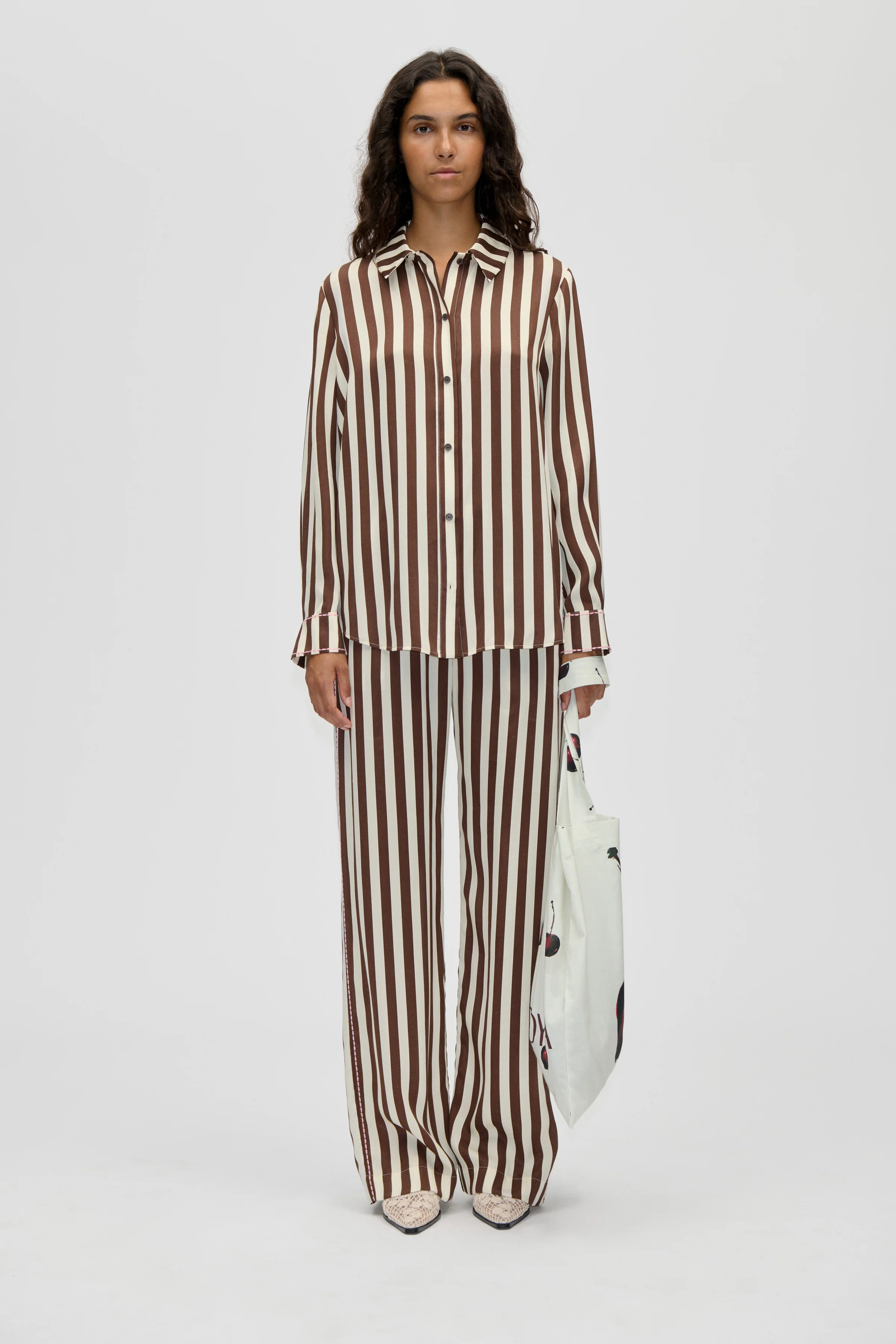 Elasticated Long Pants - Ivory Stripes