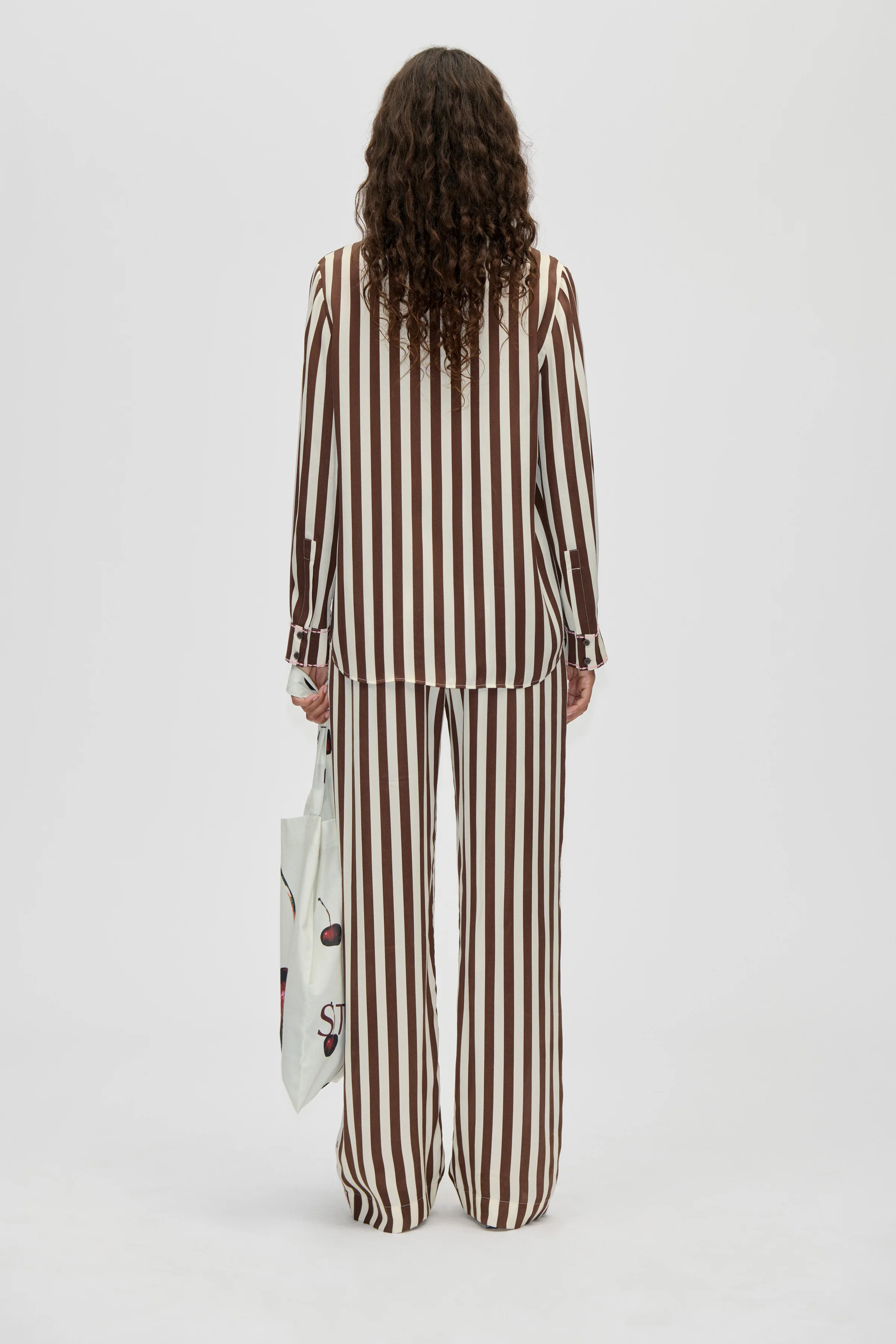 Elasticated Long Pants - Ivory Stripes - Image 2