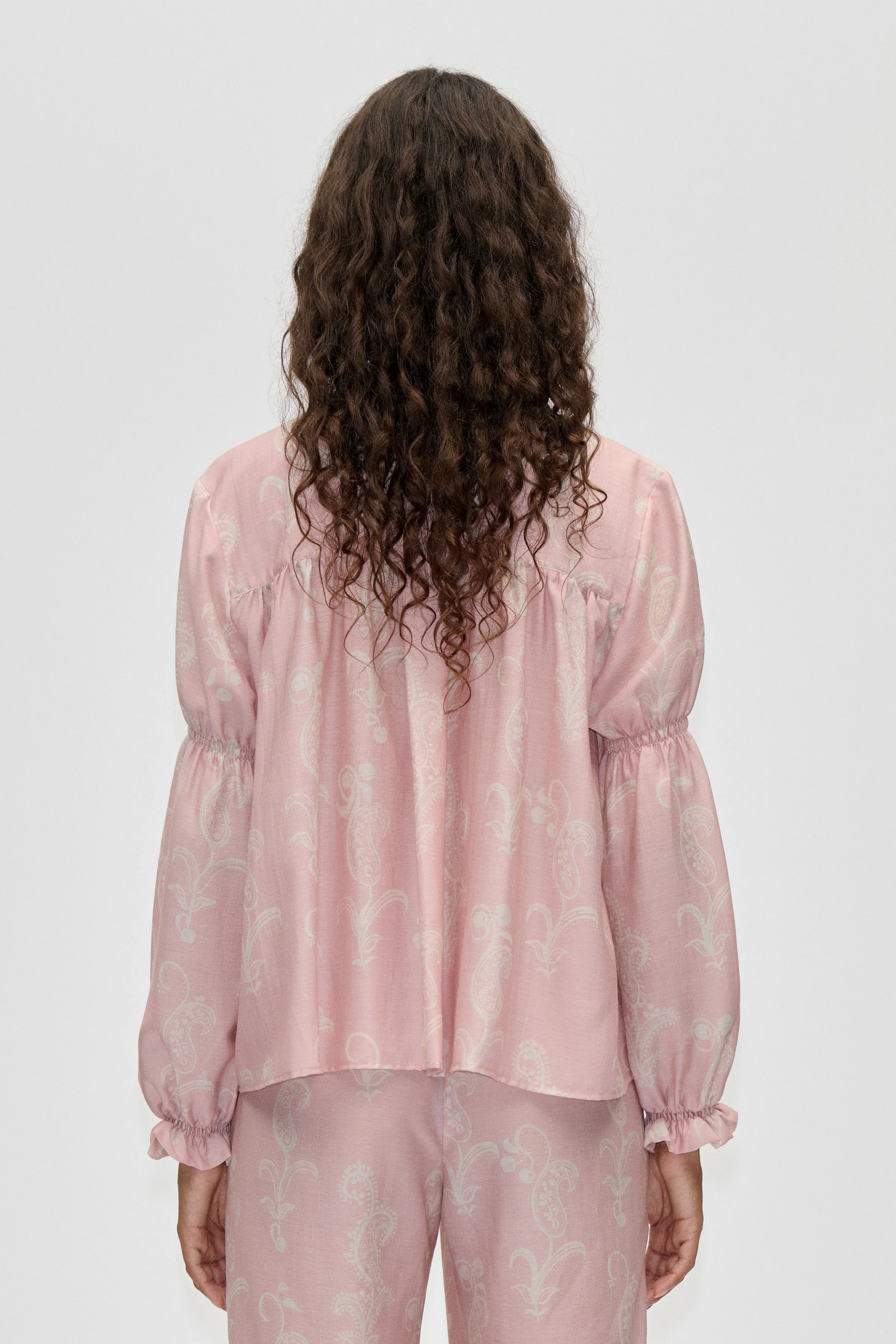 Elasticated Long Sleeve Top - Cherries On A Paisley - Image 2