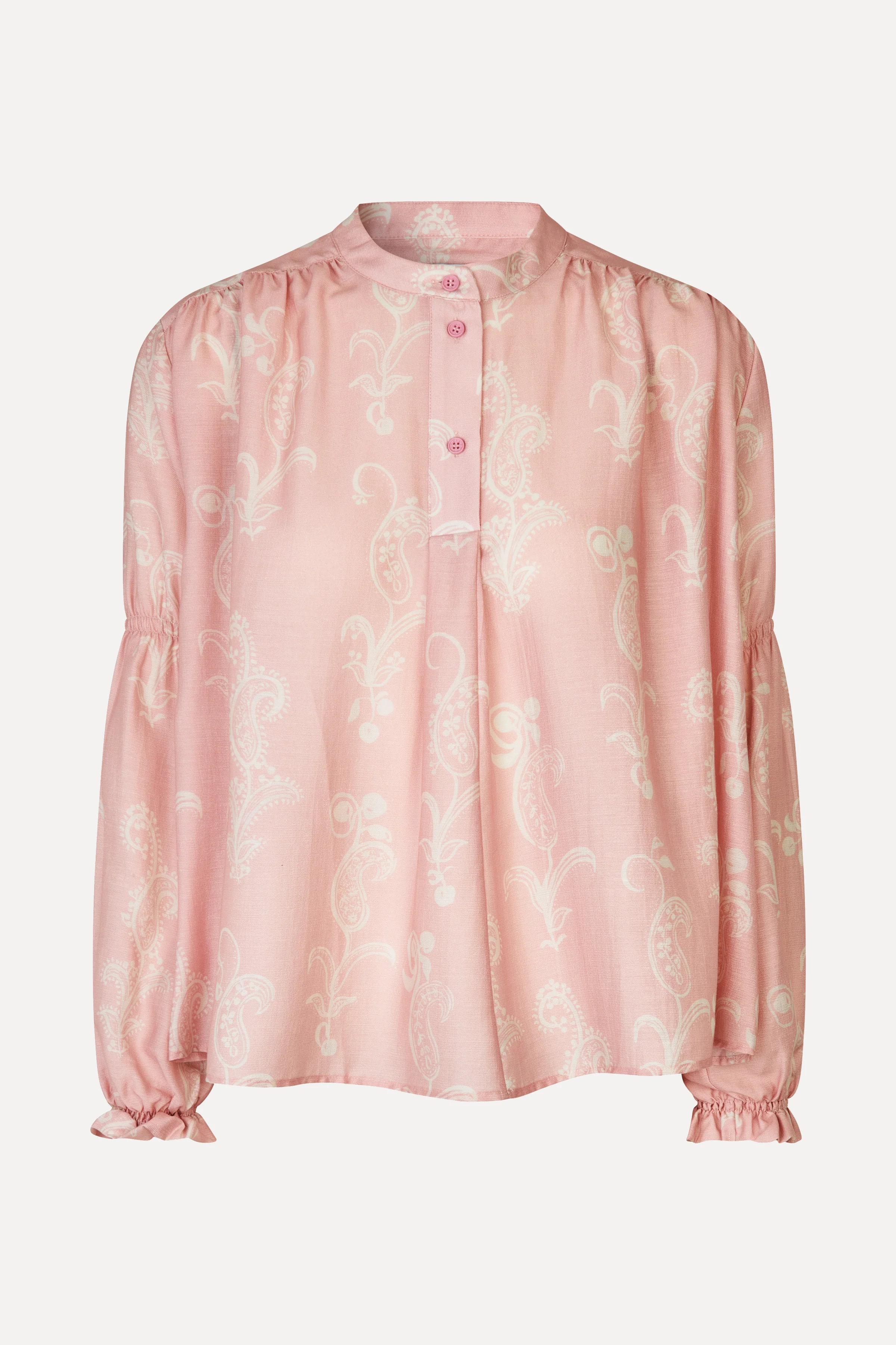 Elasticated Long Sleeve Top - Cherries On A Paisley - Image 3