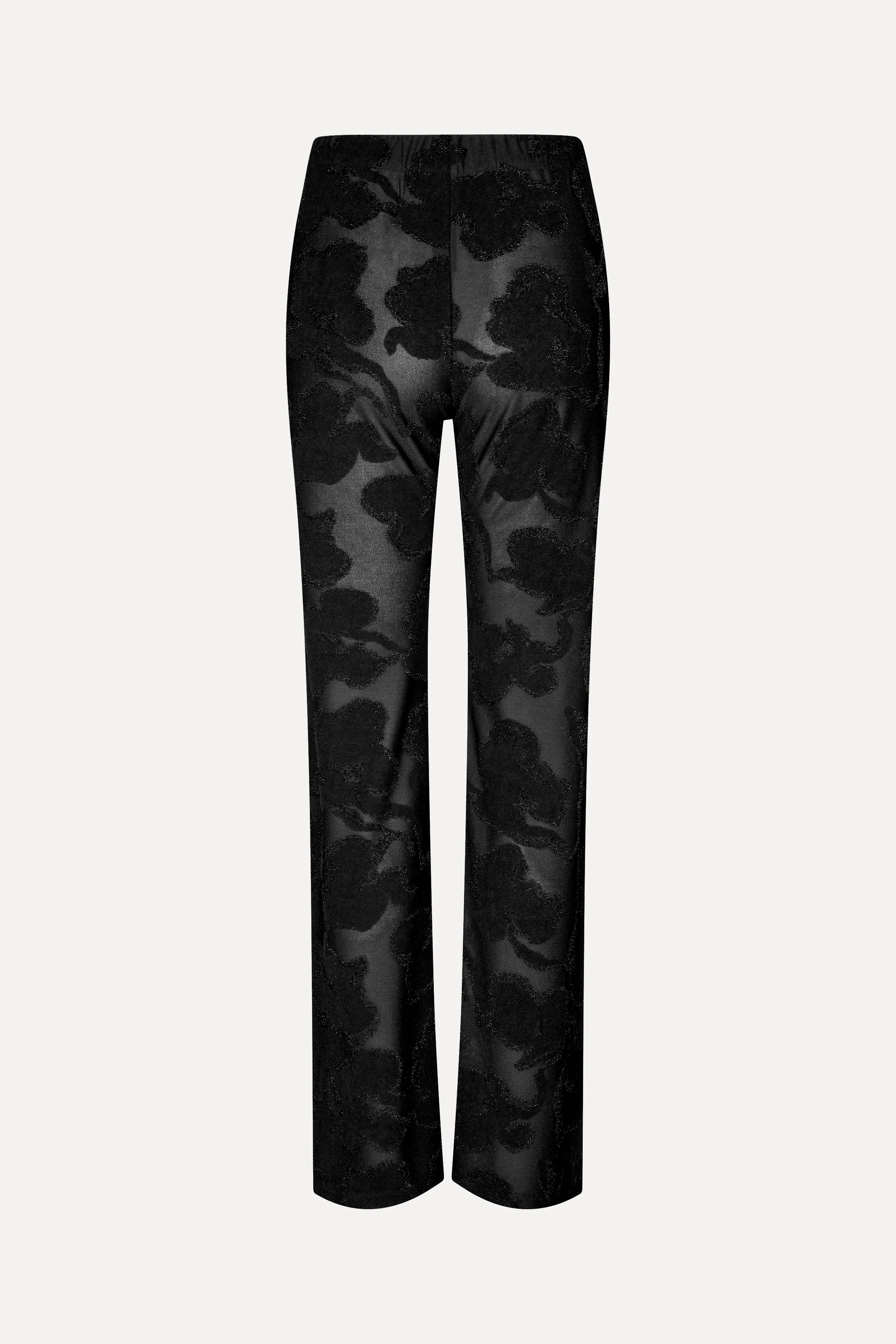 Elasticated Straight Long Pants - Black Petunias - Image 4