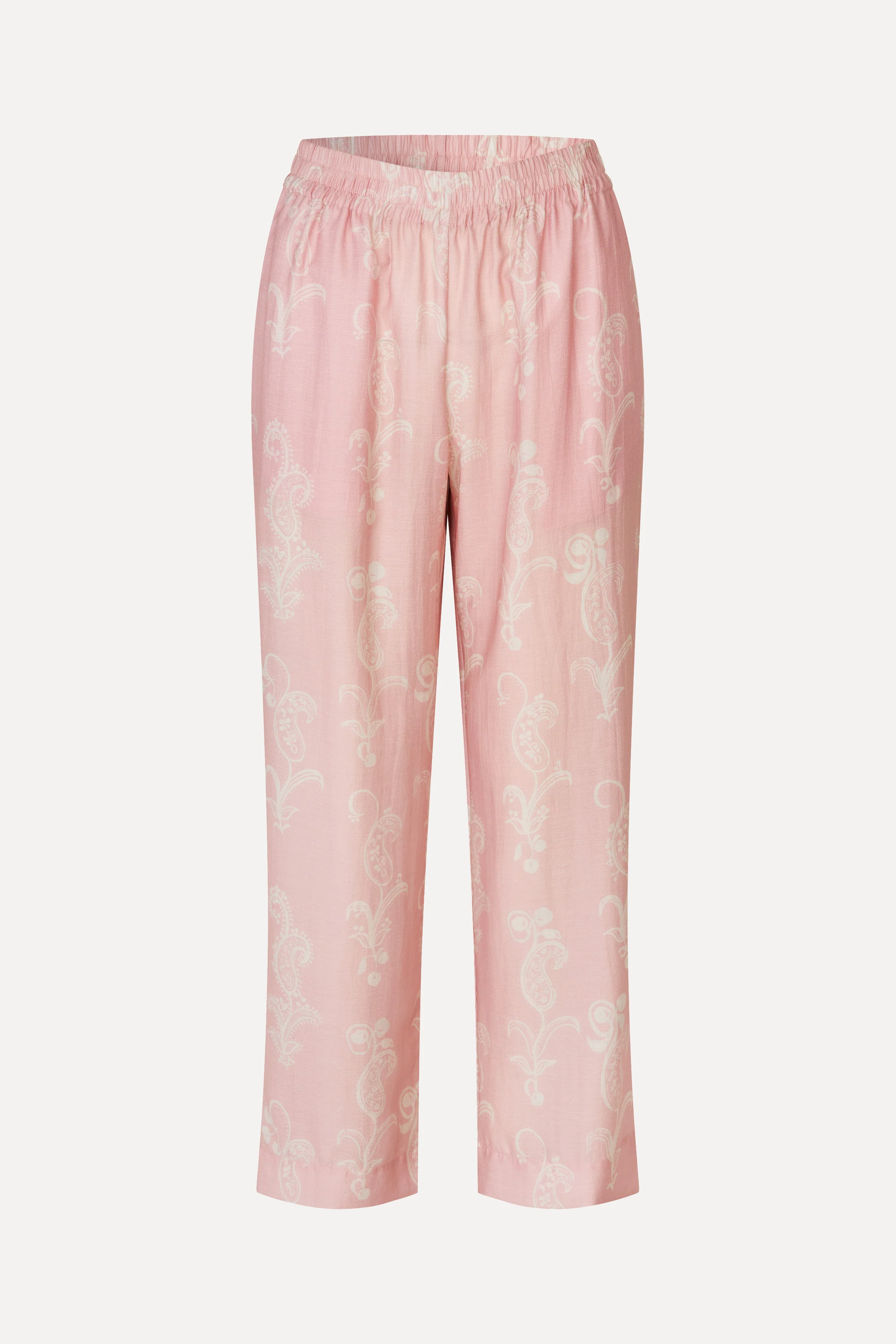 Elasticated Waistband Cropped Pants - Cherries On A Paisley - Image 3