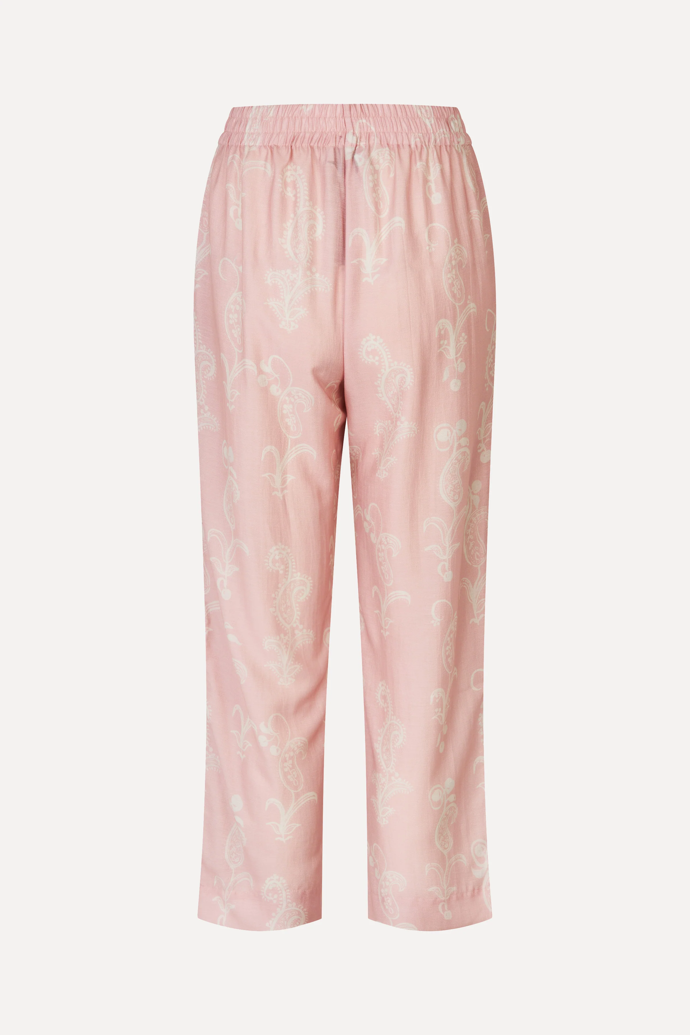 Elasticated Waistband Cropped Pants - Cherries On A Paisley - Image 4