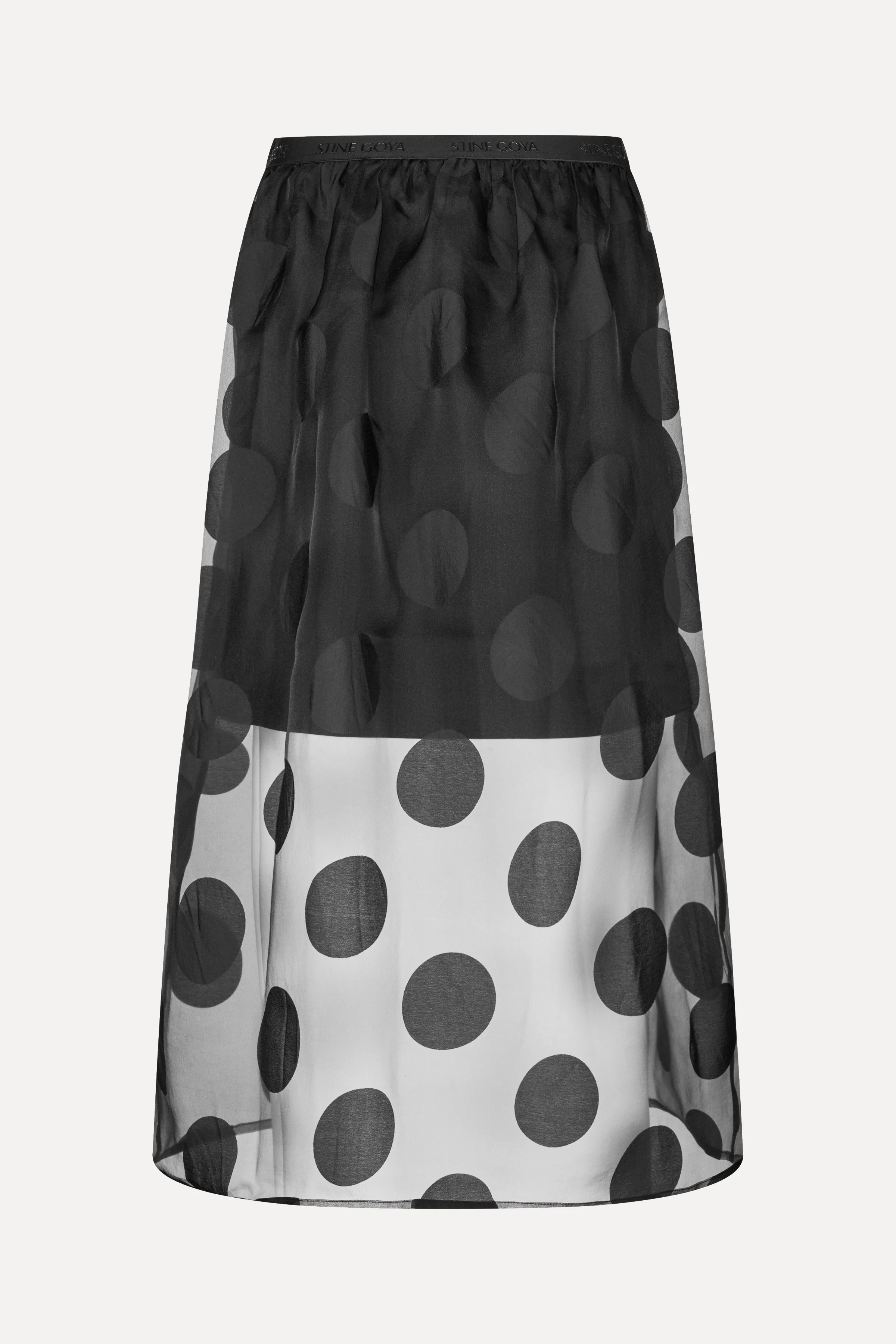 Elasticated Waistband Midi Skirt - Dotted Black - Image 3