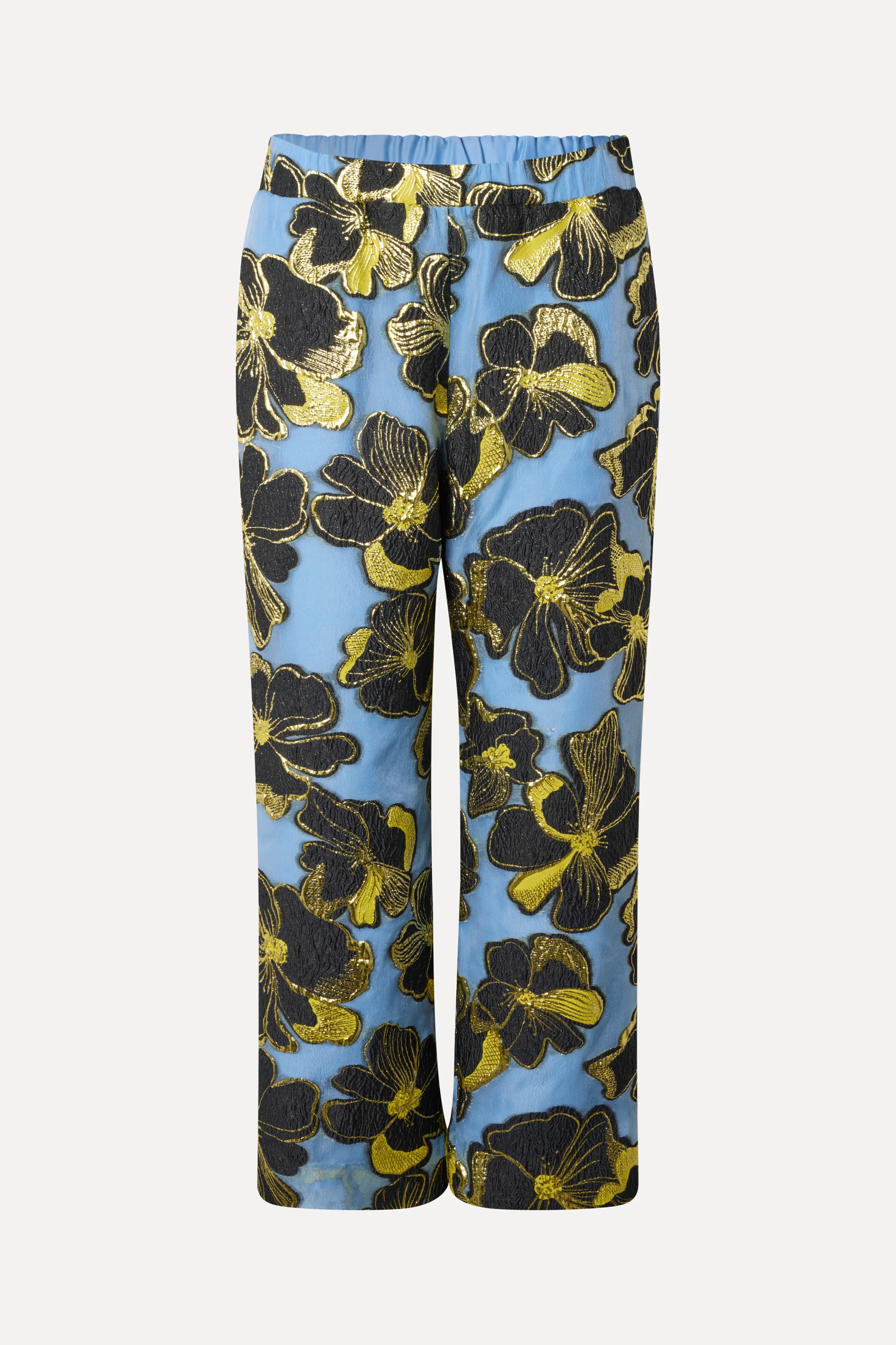 Elasticated Waistband Pants - Blue Anemone Jacquard
