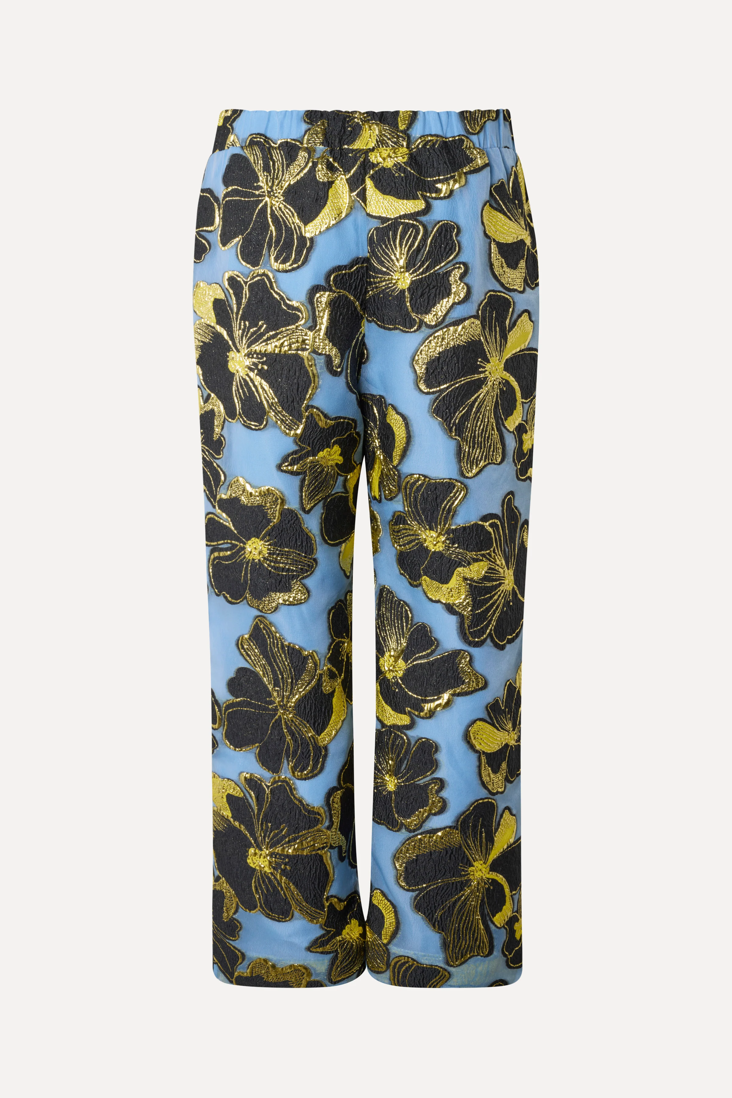 Elasticated Waistband Pants - Blue Anemone Jacquard - Image 2