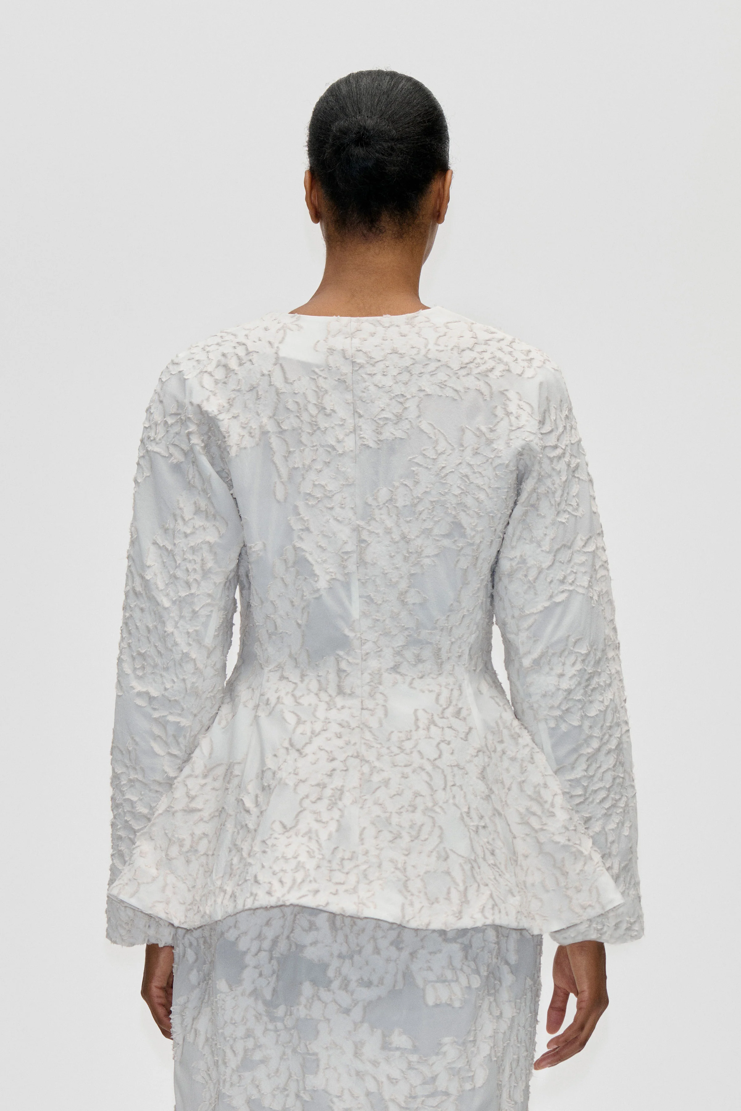 Flared Hem Zip-Up Top - Stone Grey - Image 2