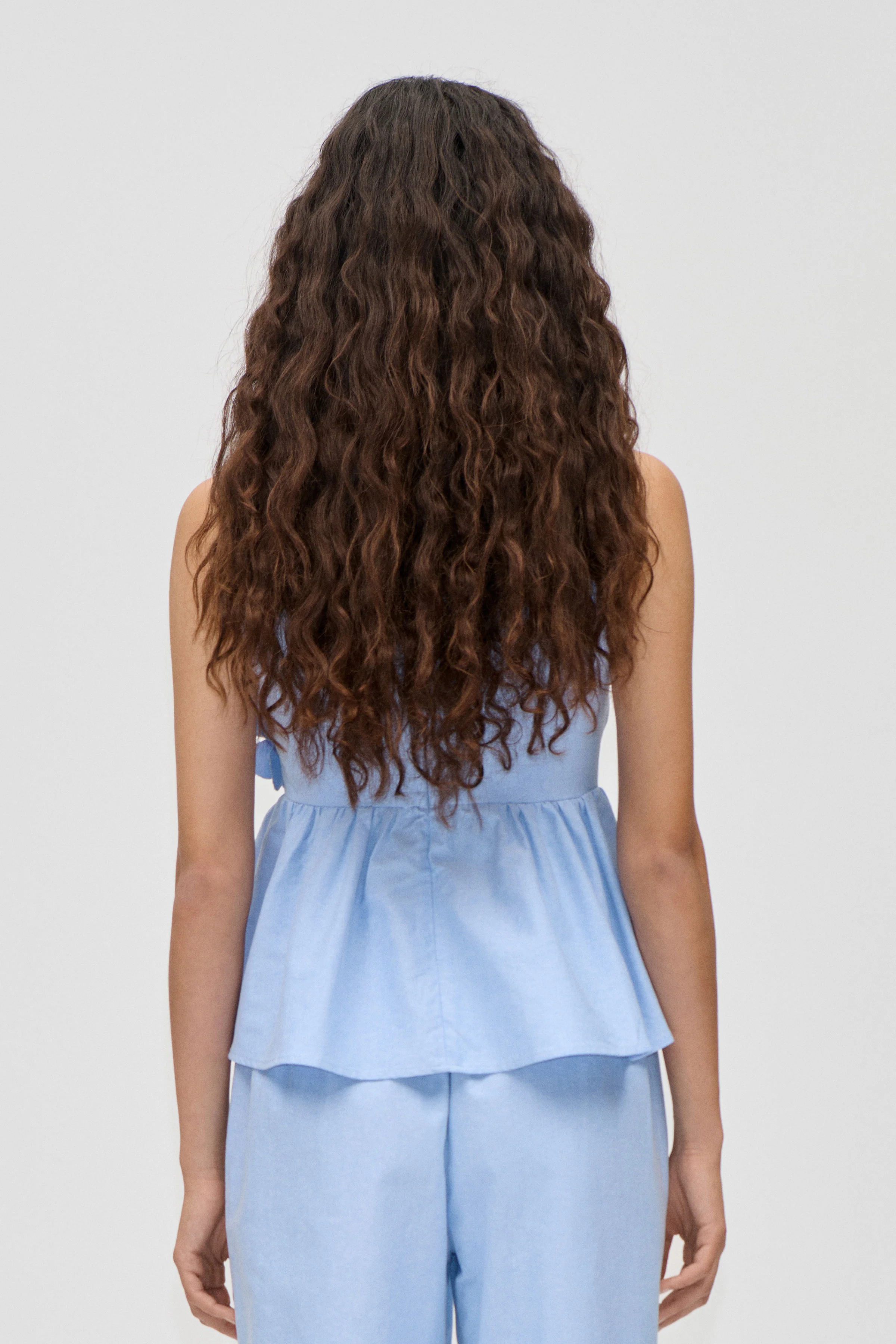 Floral Peplum Top - Brunnera Blue - Image 2