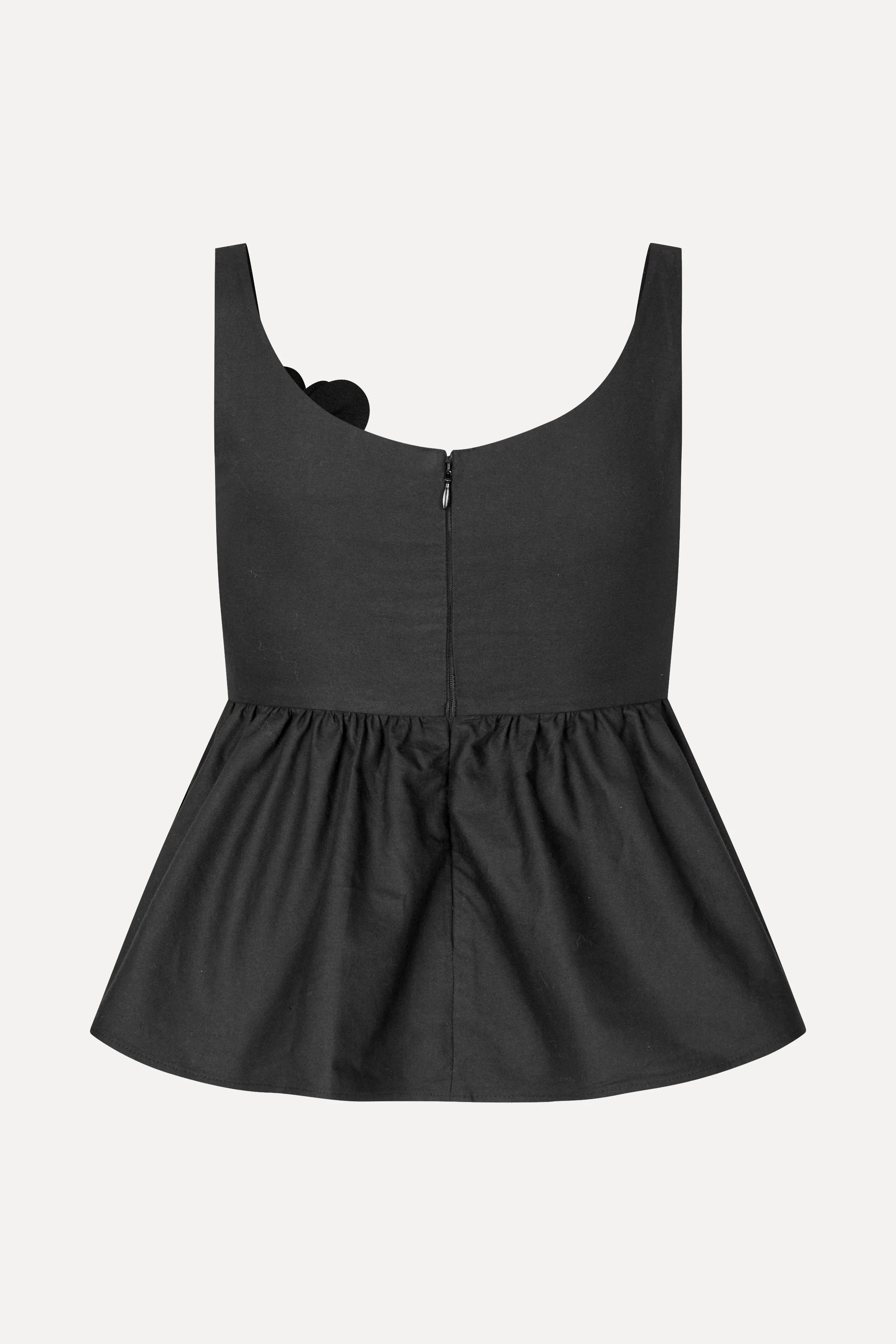 Floral Peplum Top - Jet Black - Image 4