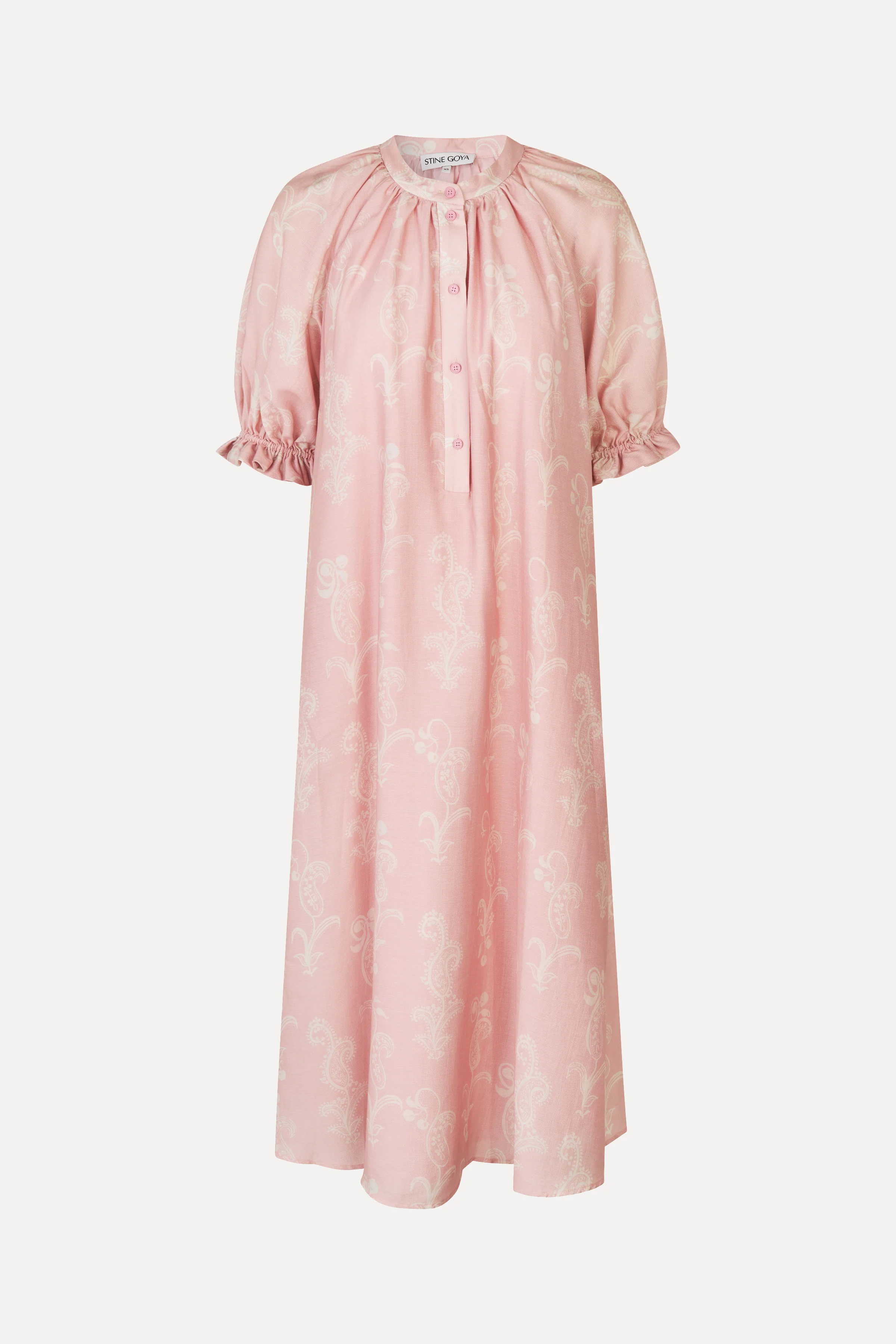Front Placket Long Dress - Cherries On A Paisley - Image 3