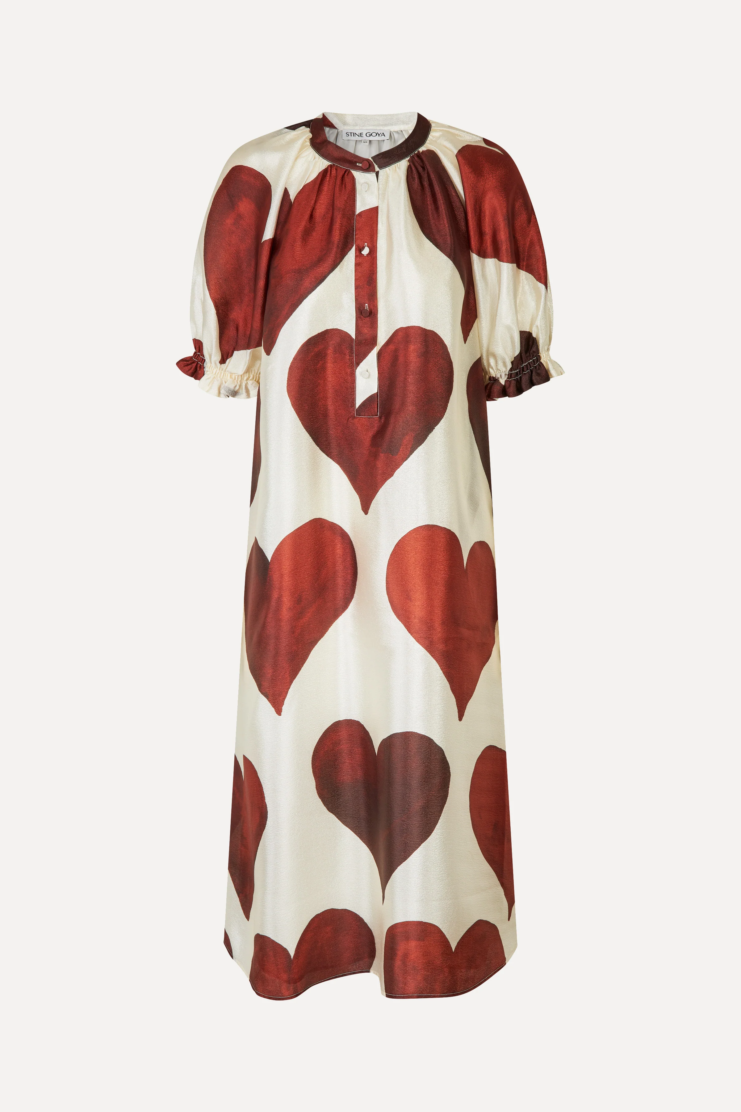 Front Placket Long Dress - Hearts - Image 3