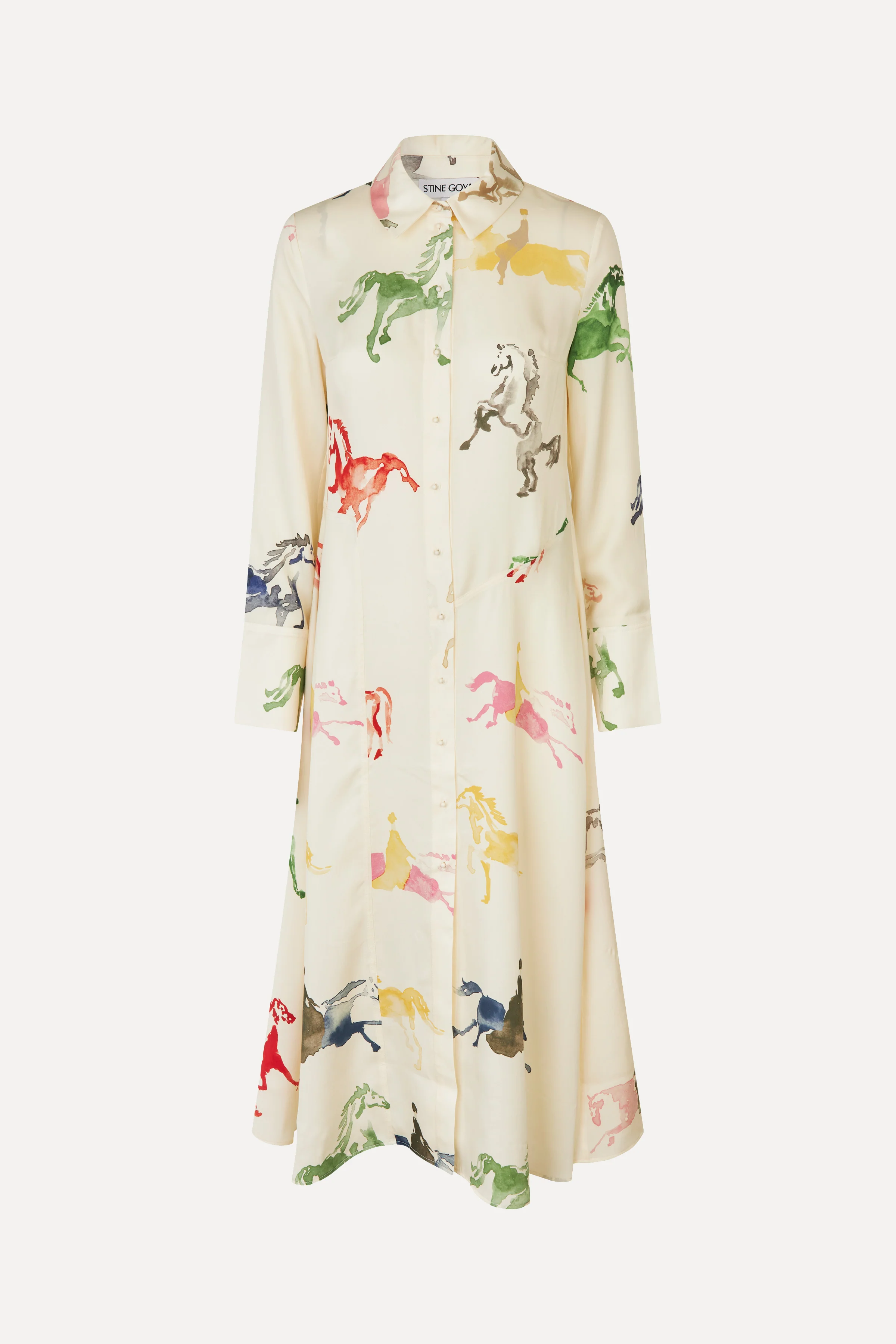 Front Placket Midi Polo Dress - Horses - Image 3