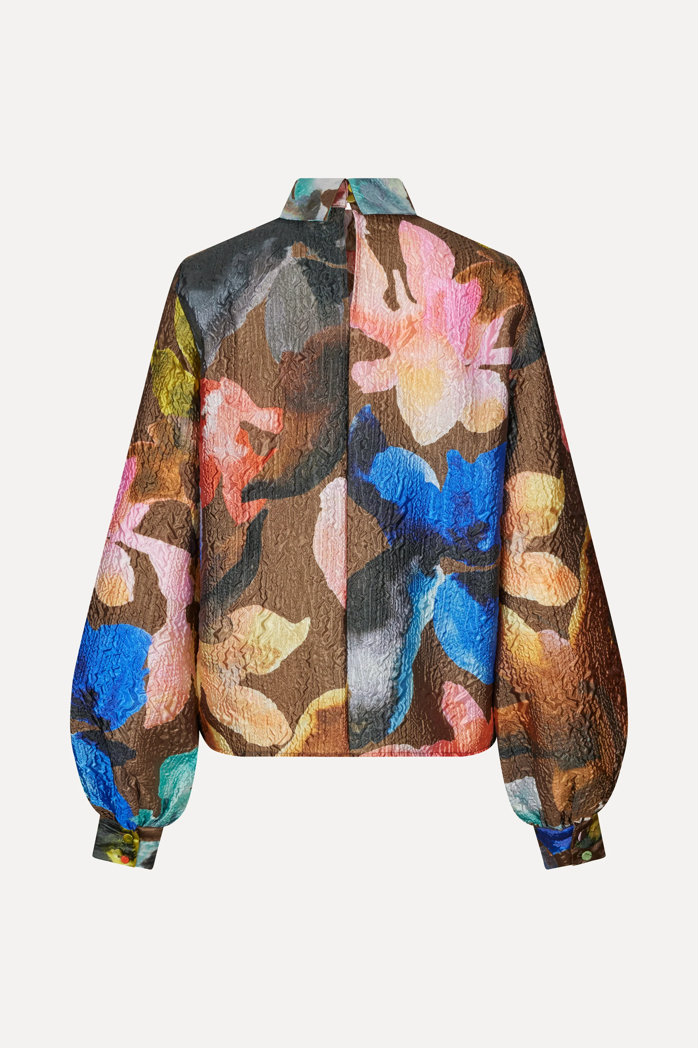 Gathered Long Sleeve Top - Aquarelle Garden - Image 2