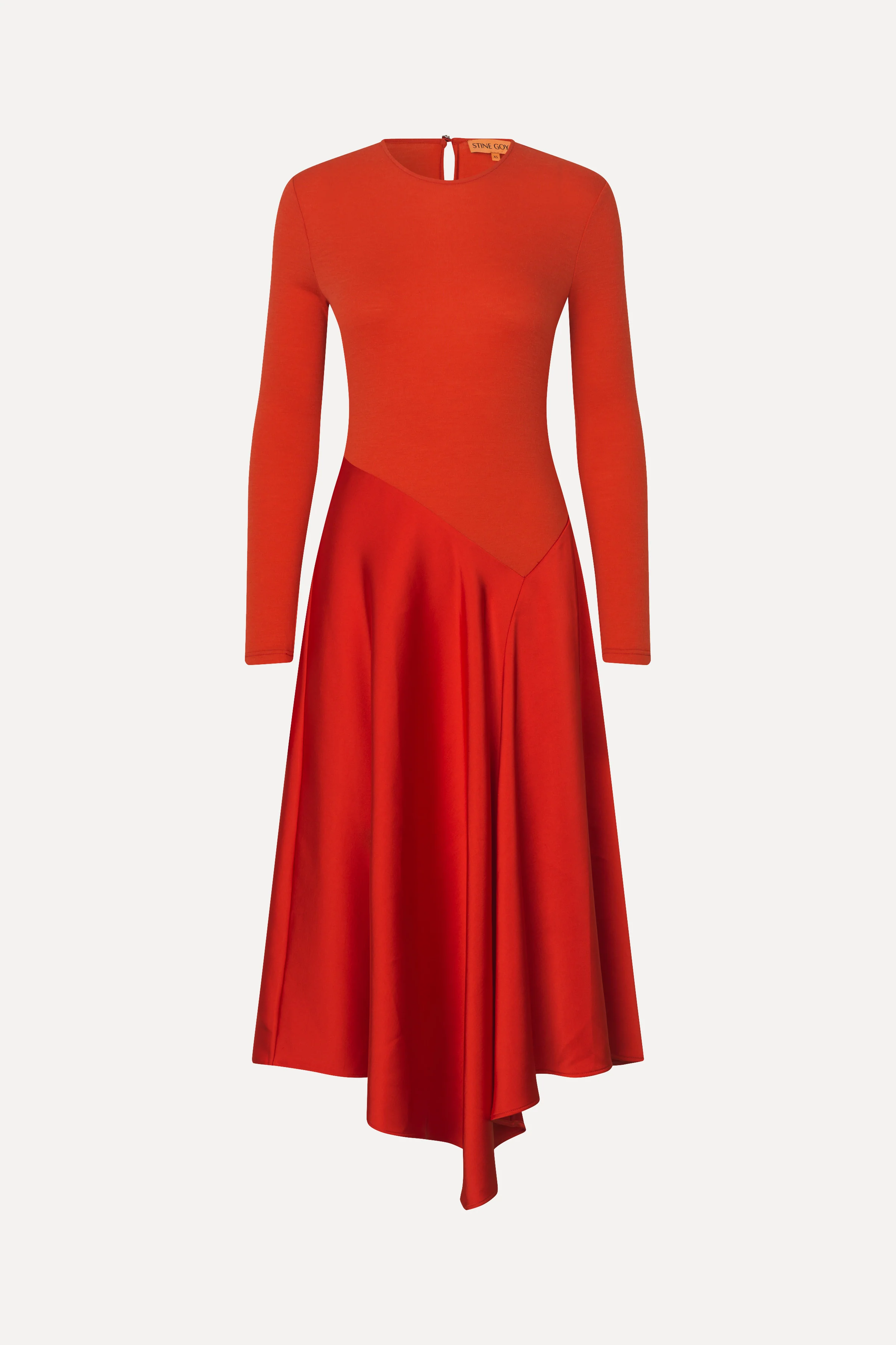 Long Sleeve Asymmetric Dress - Berry