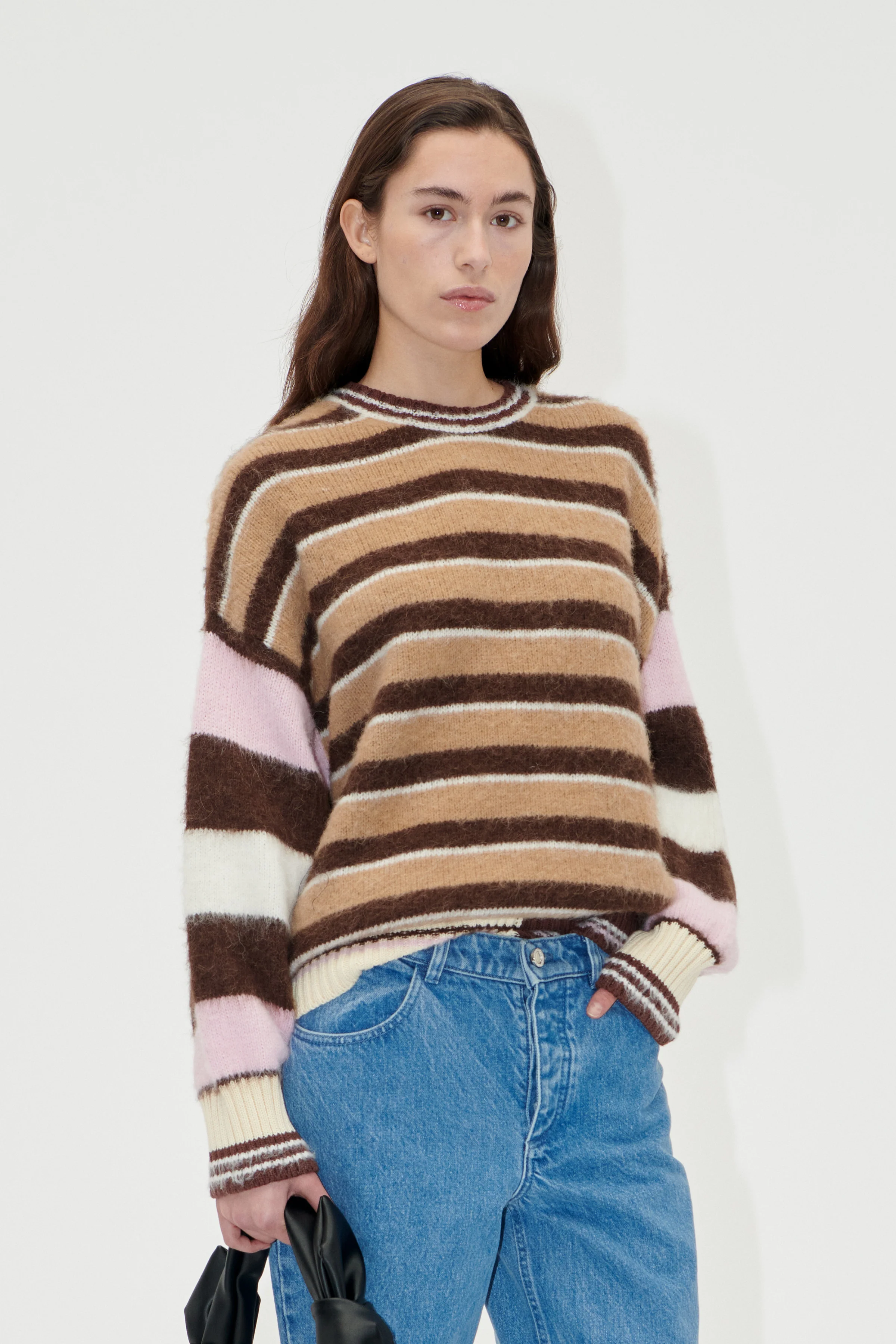 Long Sleeve Crew Neckline Jumper - Multi Stripes - Image 3