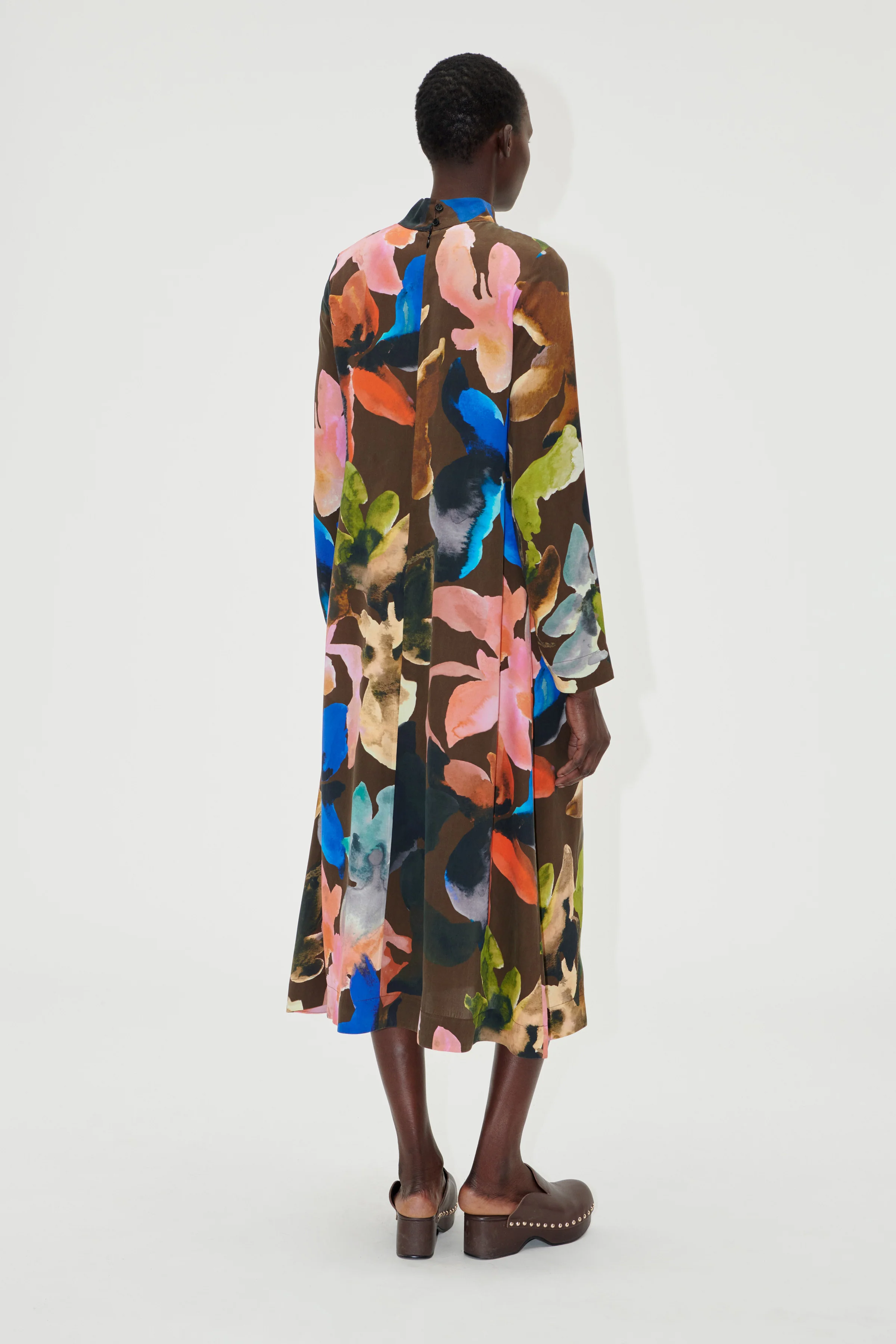 Long Sleeve Midi Dress - Aquarelle Garden - Image 4