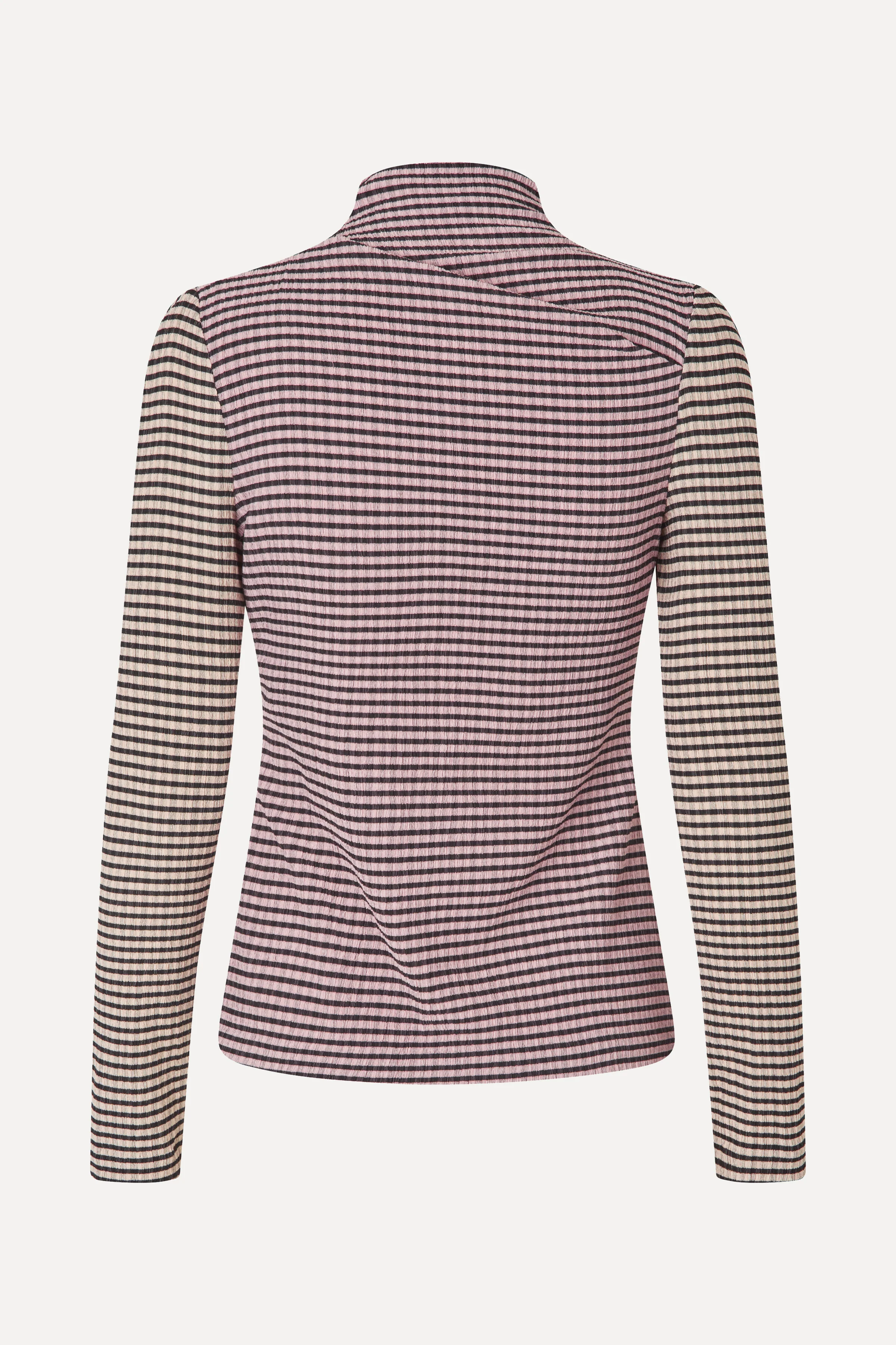 Long Sleeve Pleated Shoulder Top - Pink/Black - Image 2