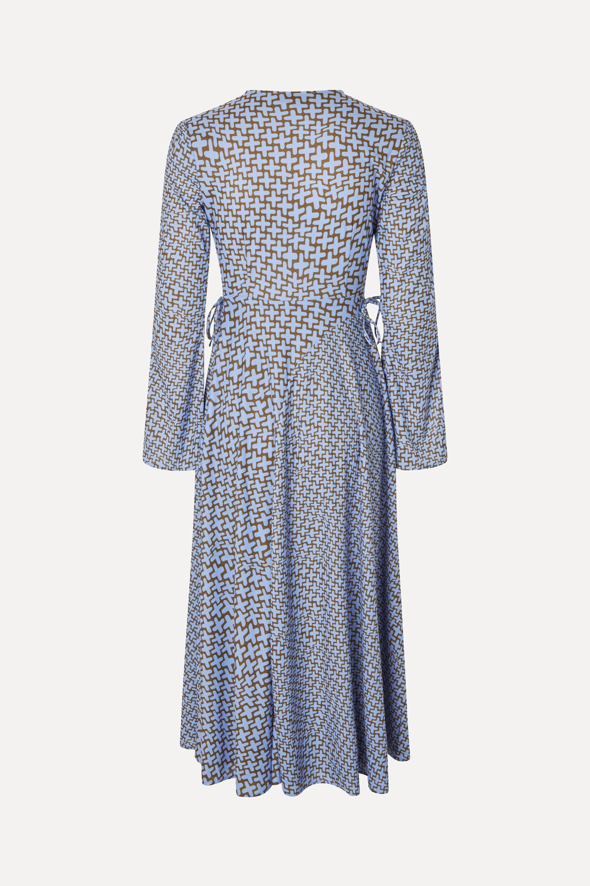 Long Sleeve Wrap Tie Dress - Graphic Weave - Image 2