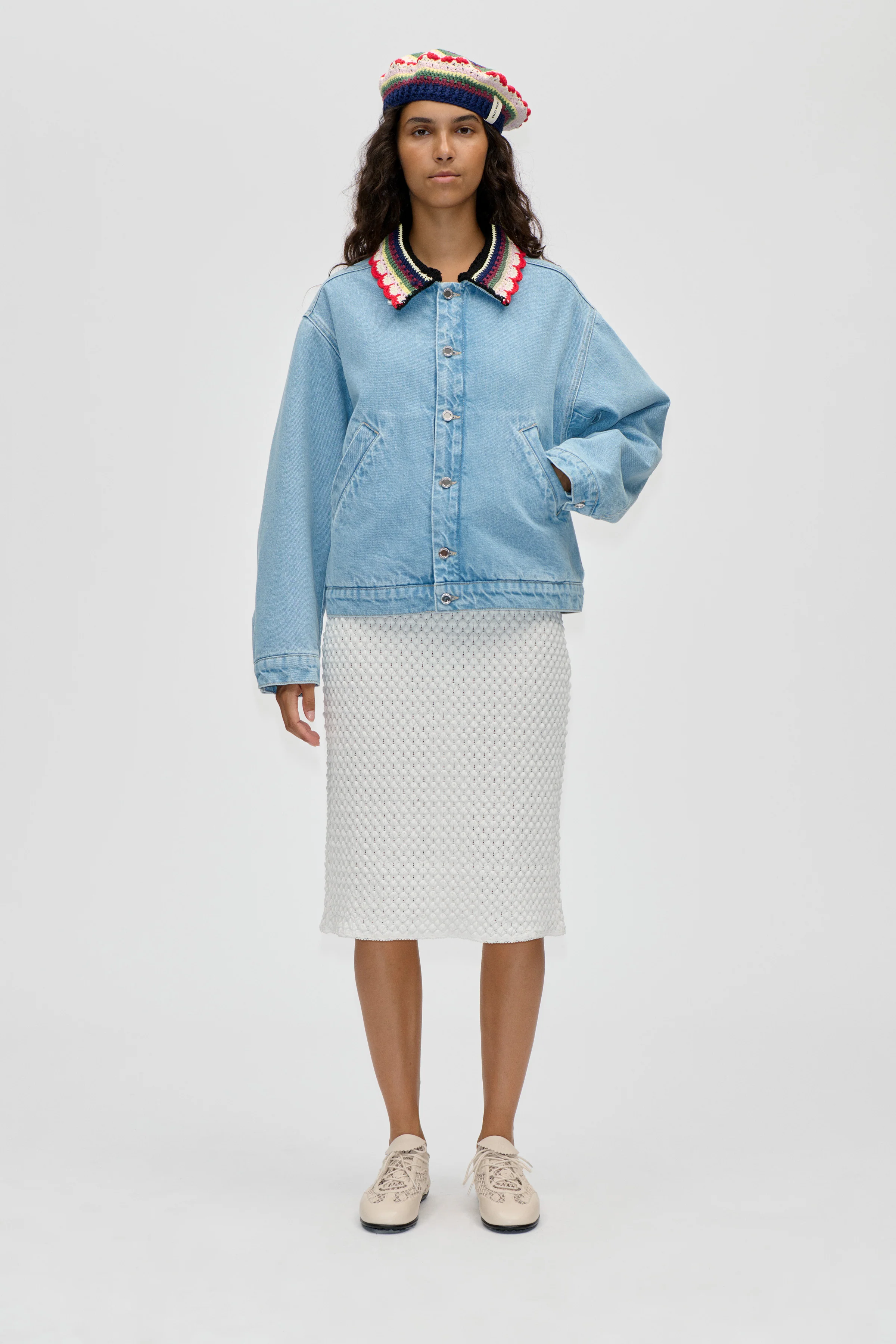 Pencil Elasticated Skirt - White Swan