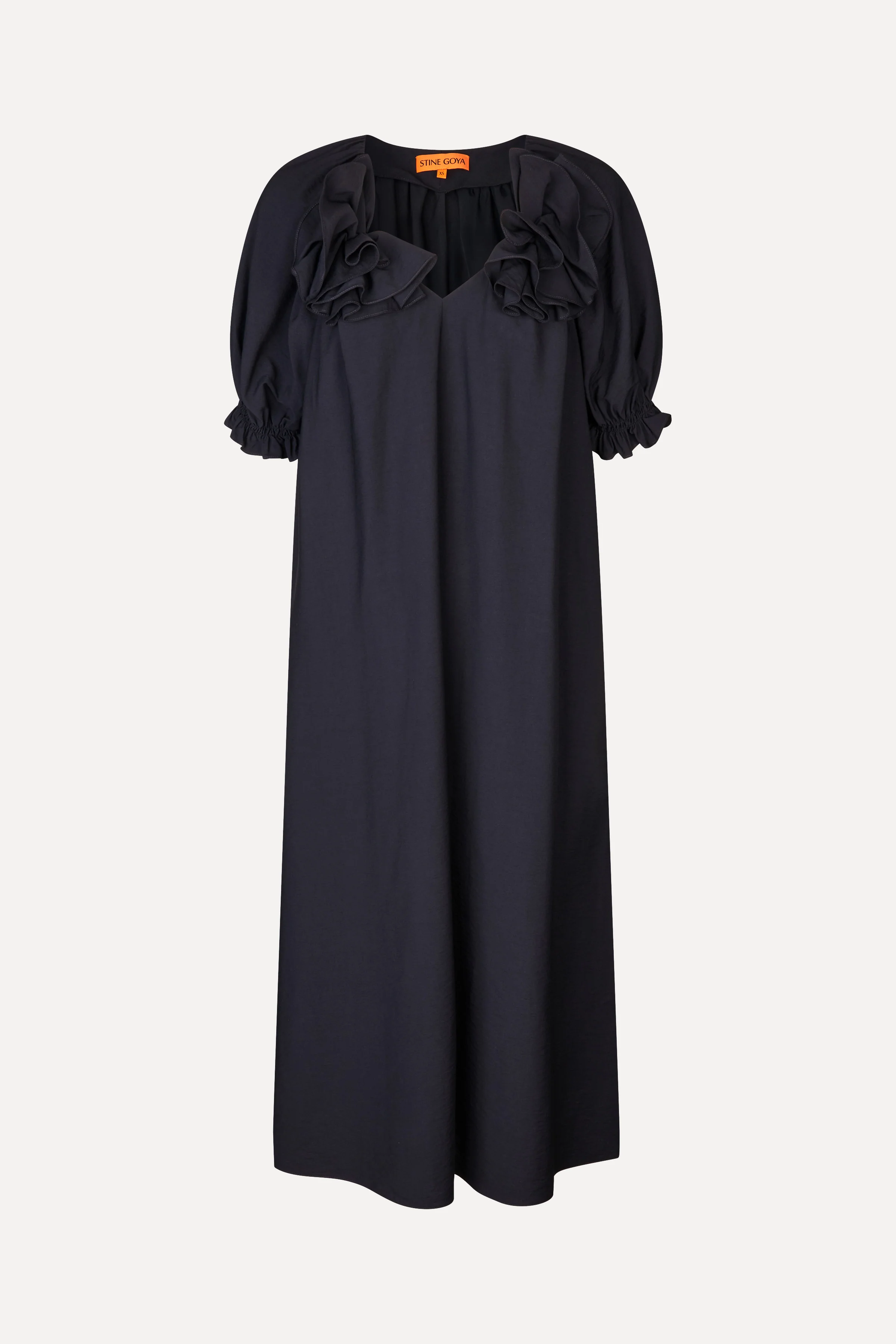 Puff Sleeve Detail Long Dress - Midnight Navy - Image 3