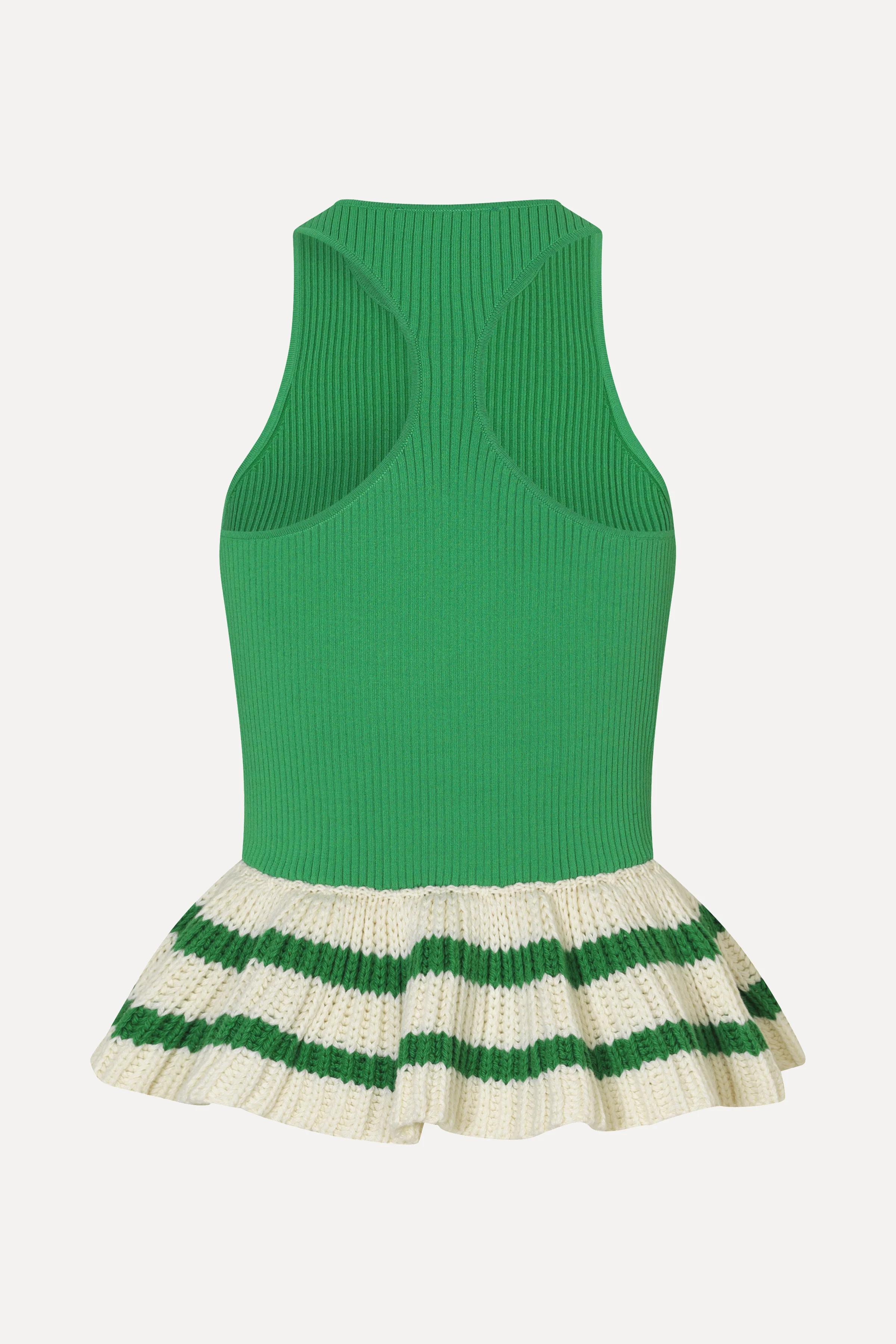Ruffle Tank Top - Green Stripes - Image 2