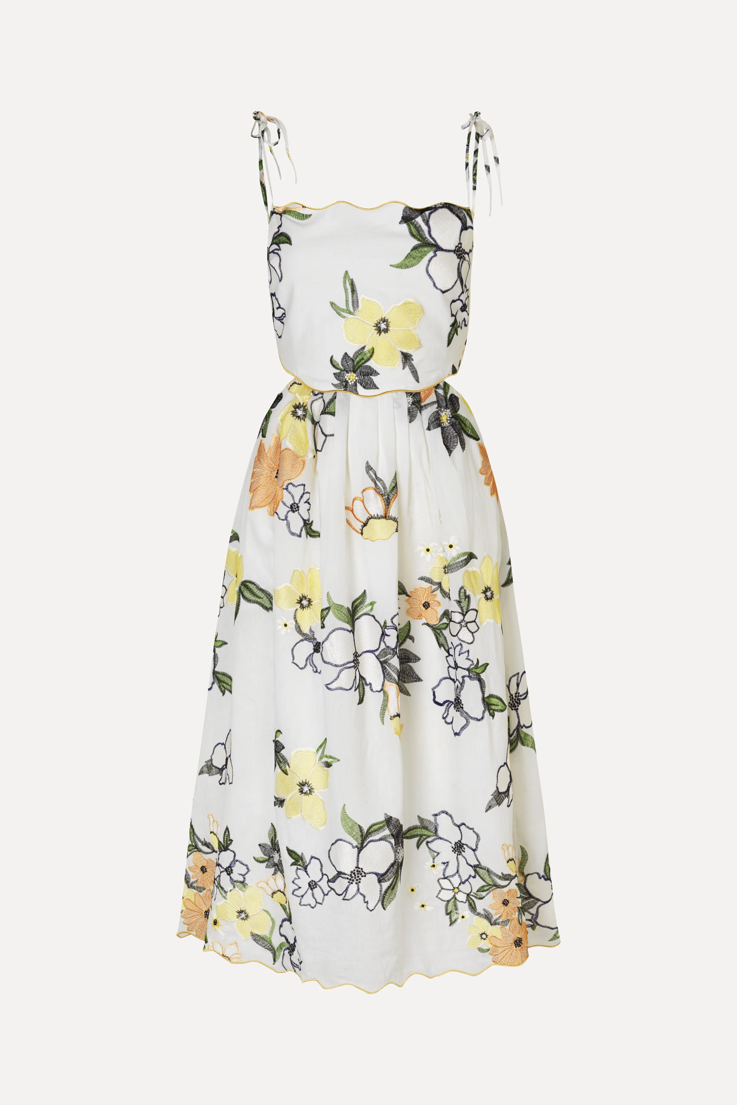 Scalloped Cut Out Dress - Wild Flowers Embroidery