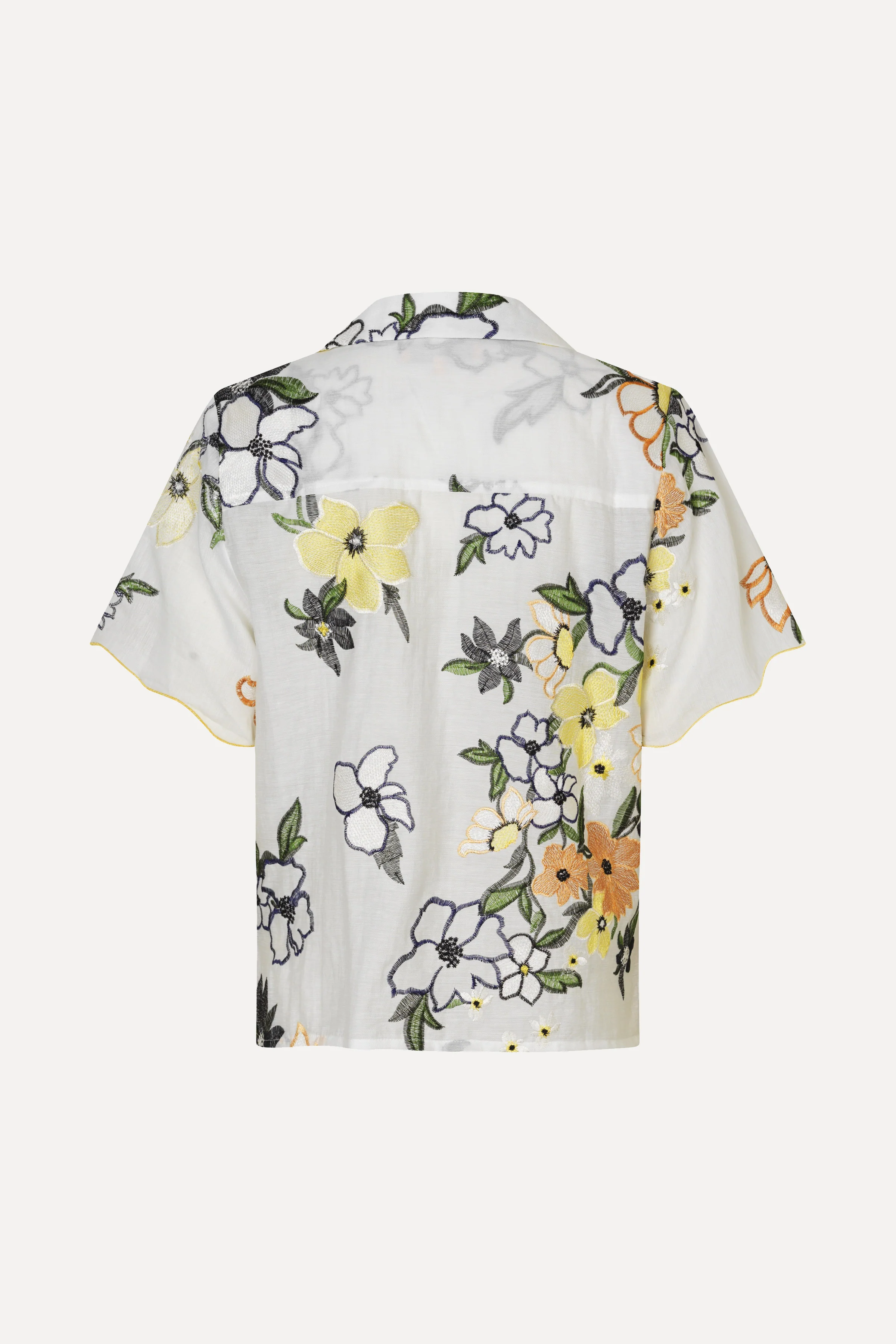 Scalloped Short Sleeve Shirt - Wild Flowers Embroidery - Image 2