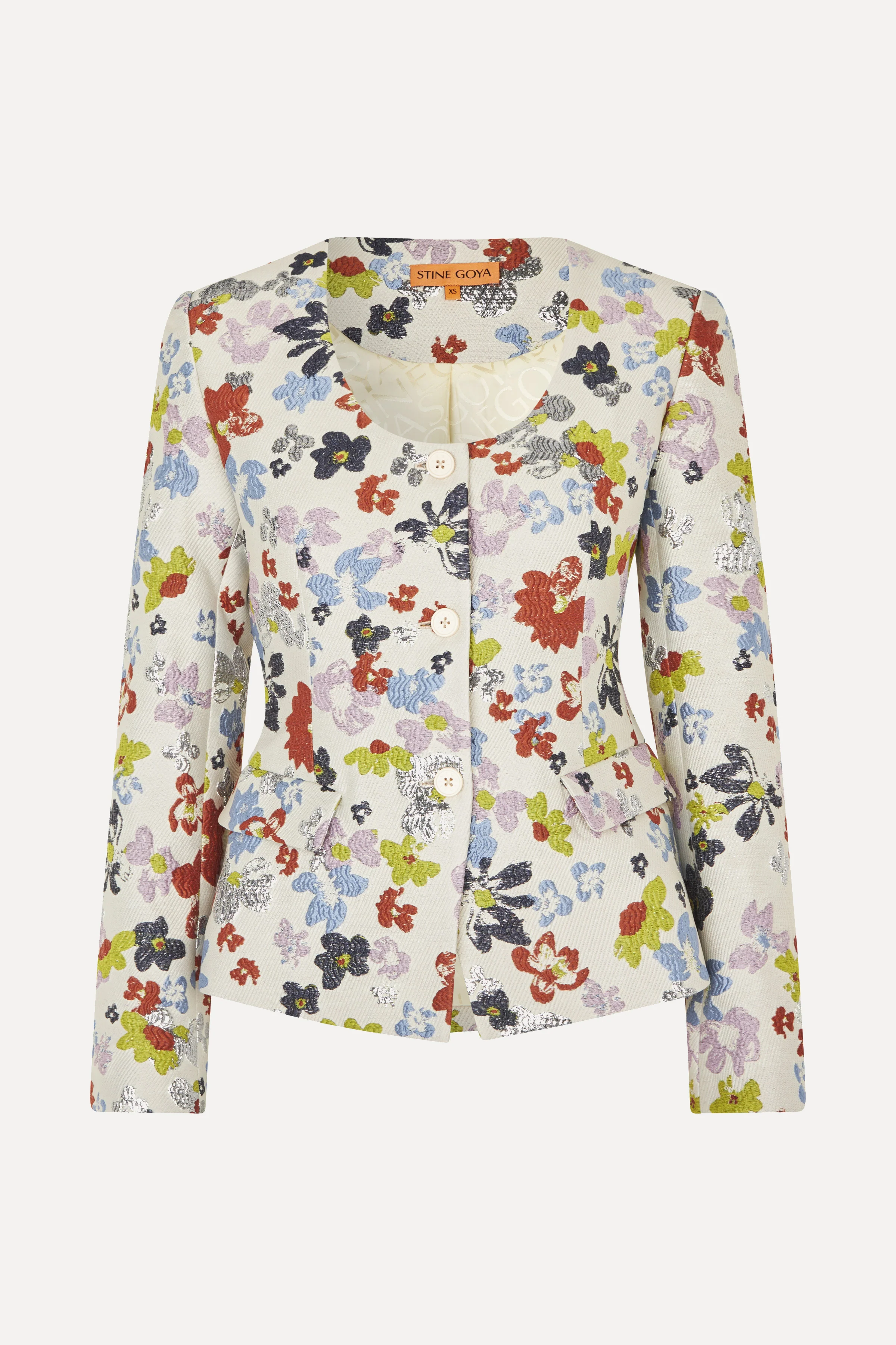 Scooped Neckline Tailored Jacket - Skyfall Flowers