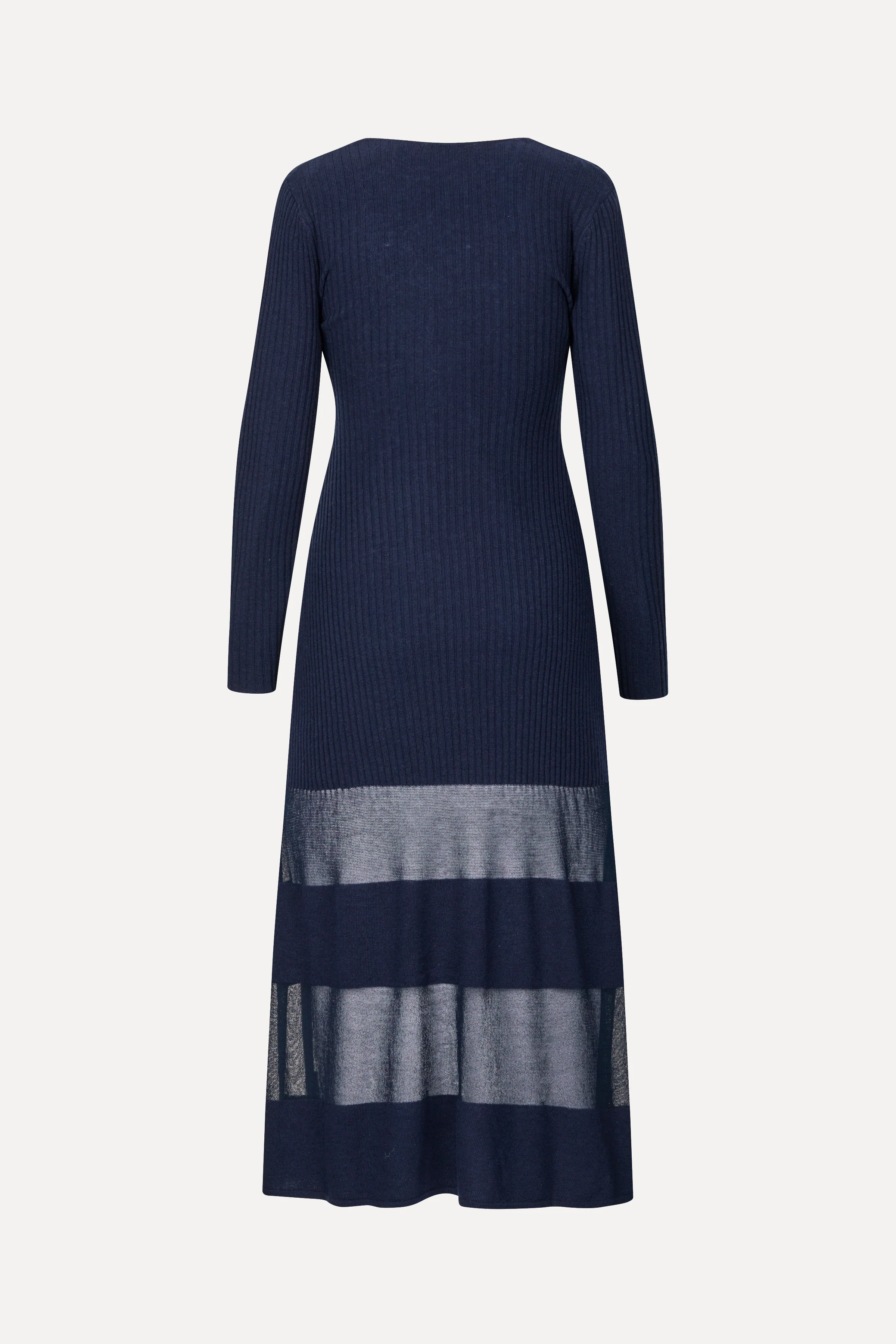 Scoopneck Fitted Long Sleeve Dress - Navy - Image 4