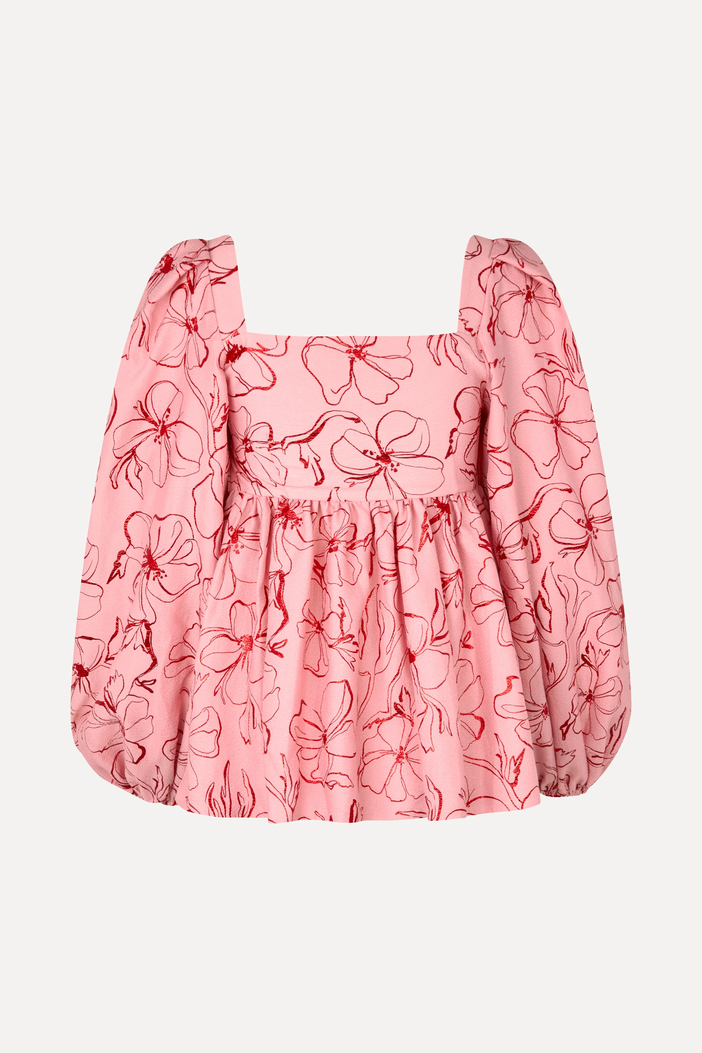 Square Neck Long Sleeve Top - Foil Foliage - Image 2