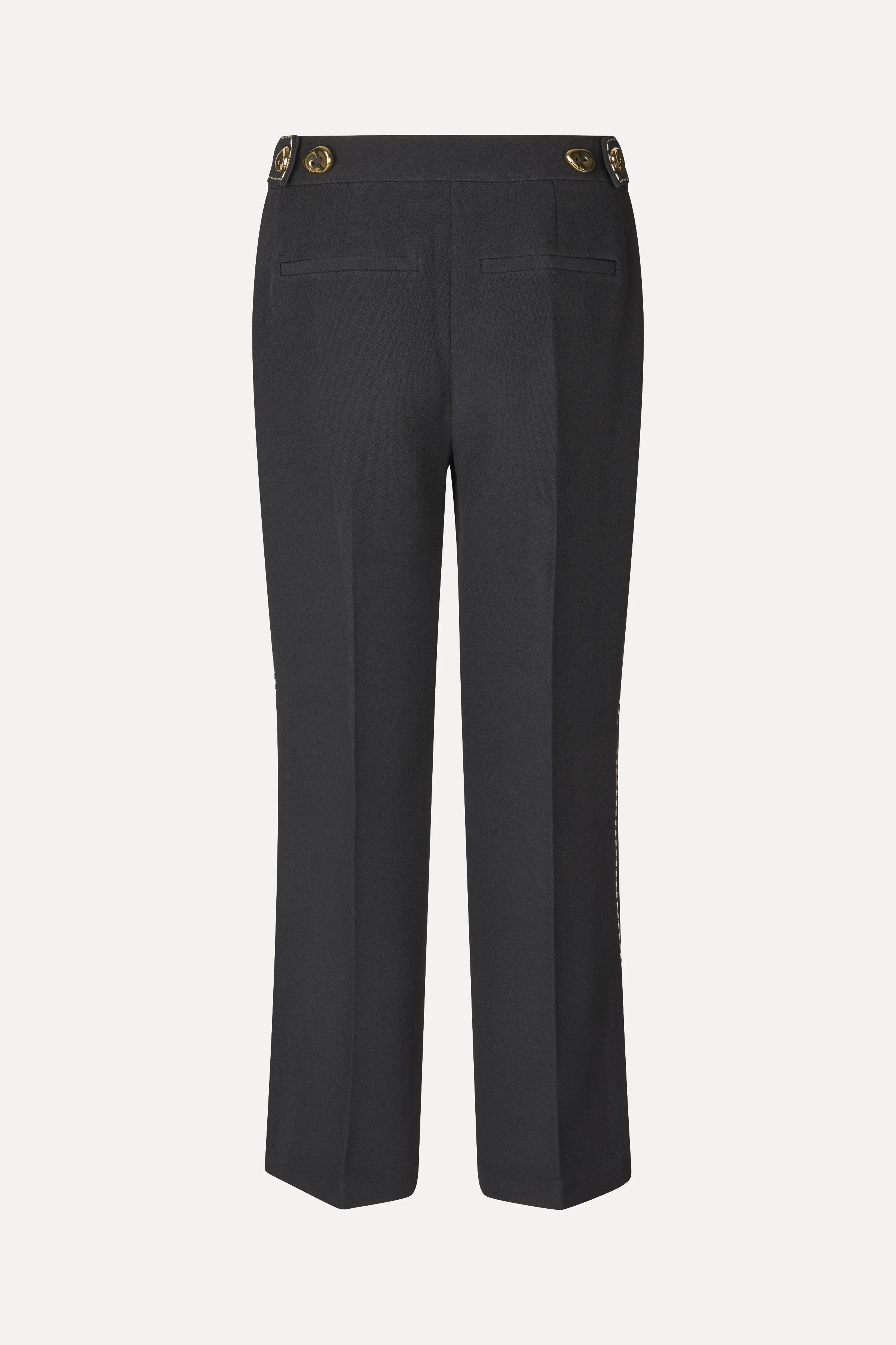 Straight Cropped Pants w/Slit - Jet Black - Image 2