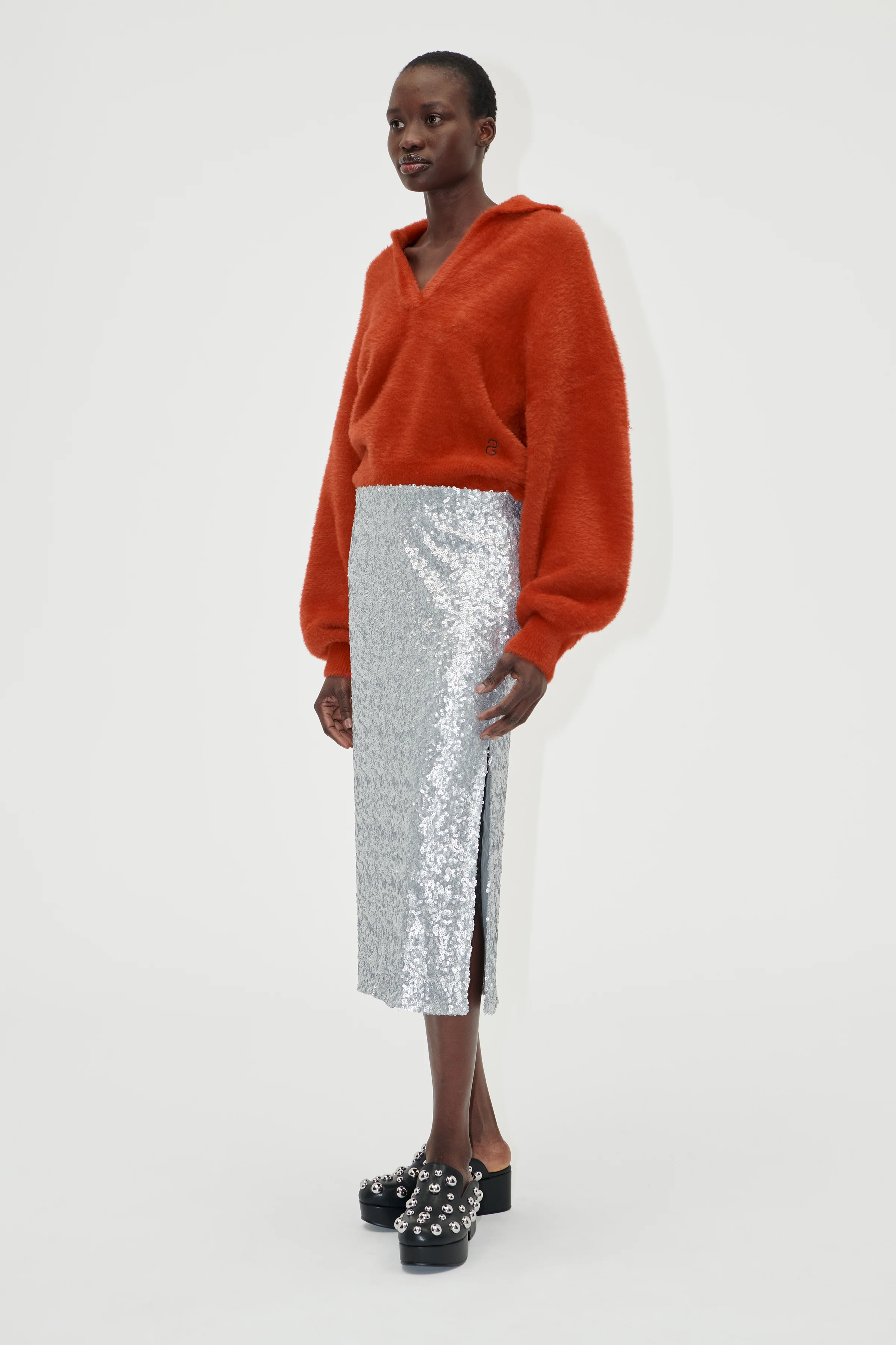 Straight Midi Skirt - Steel Grey - Image 3