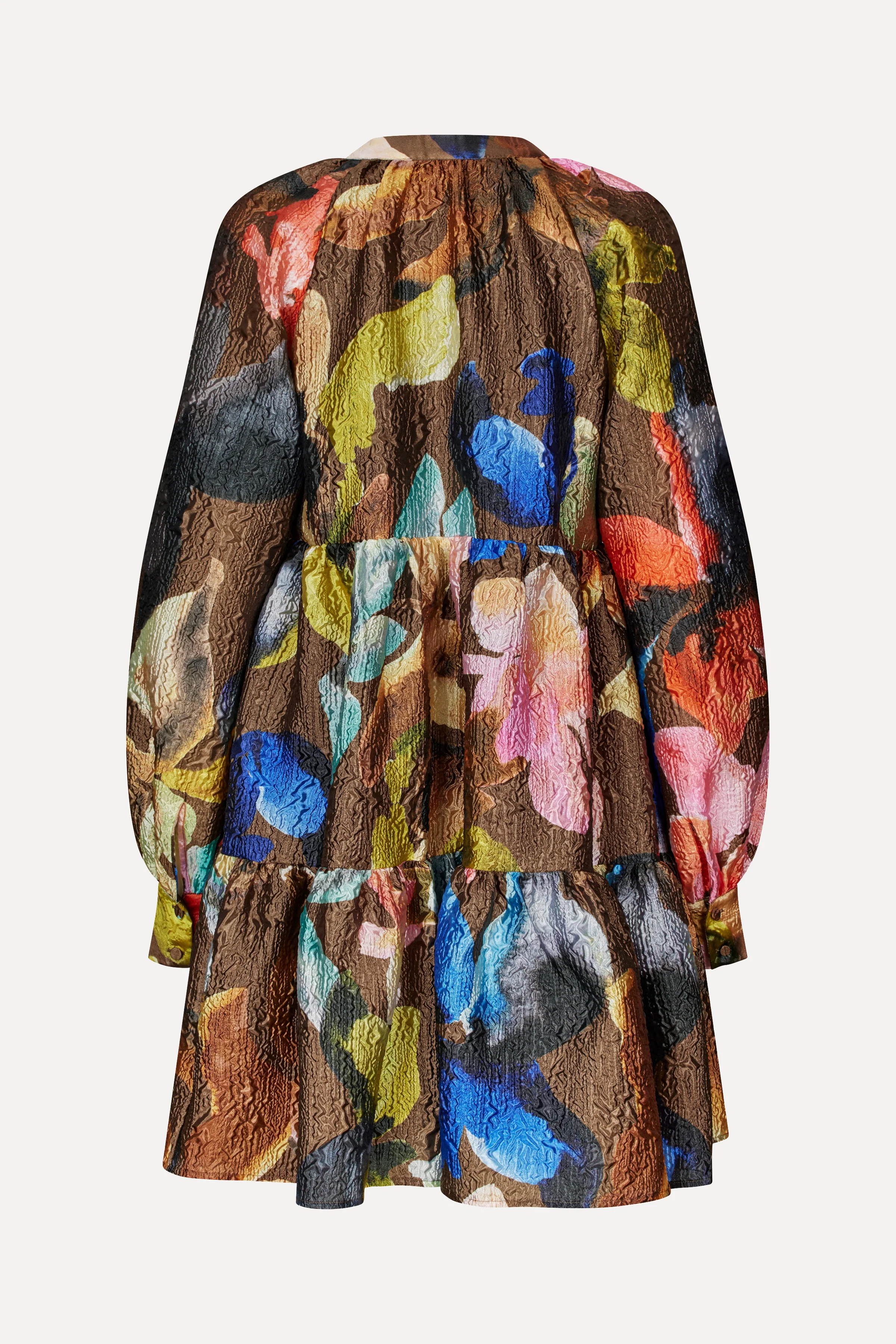 Tier Voluminous Mini Dress - Aquarelle Garden - Image 2