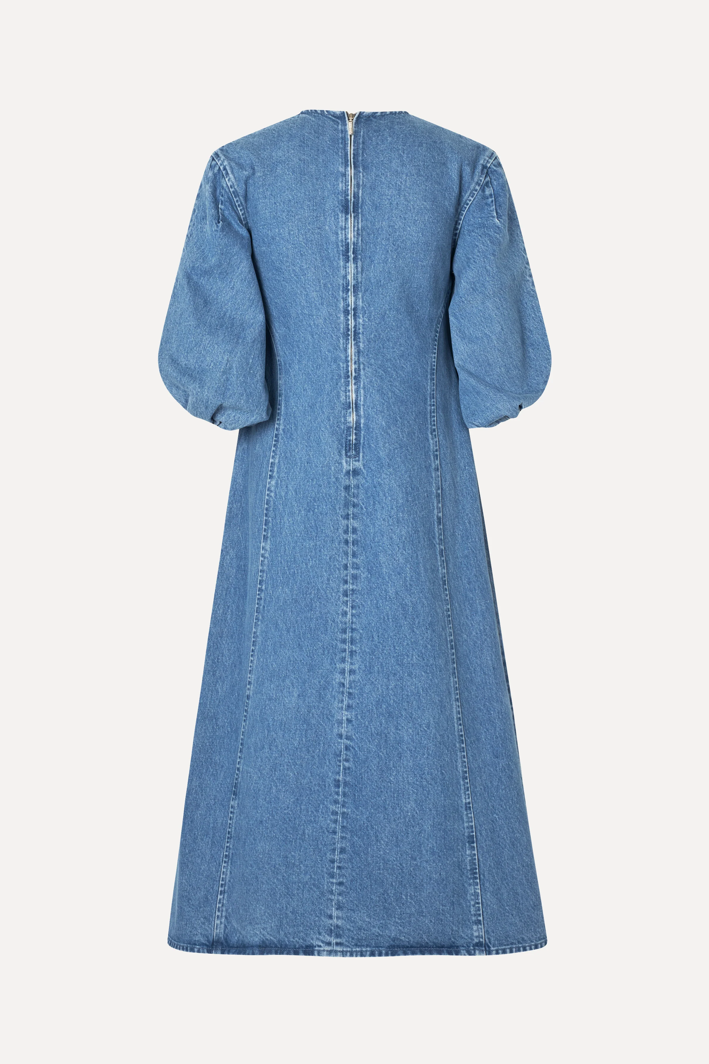 Volume Sleeves Midi Dress - Denim Blue - Image 2