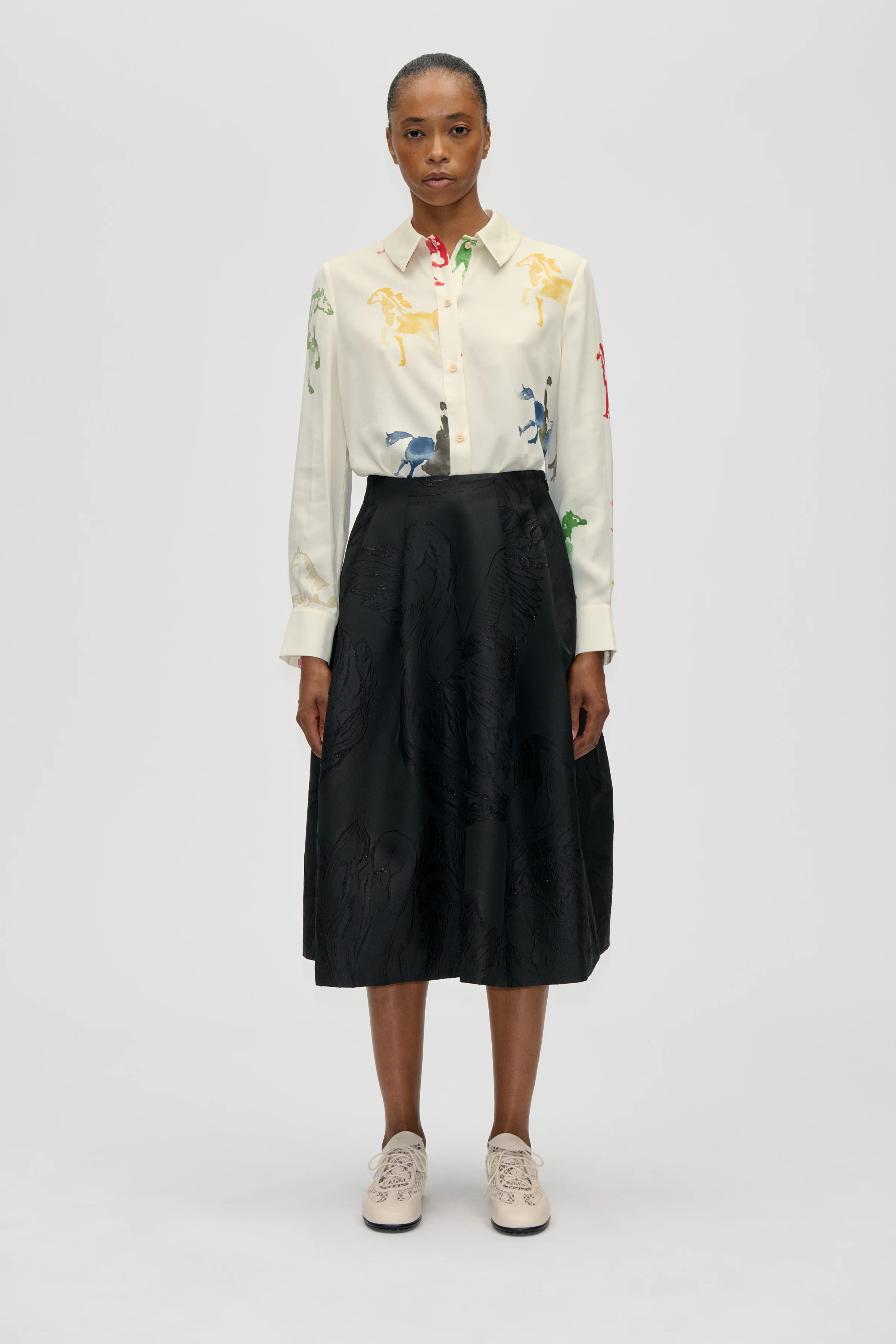 Voluminous Midi Skirt - Swans