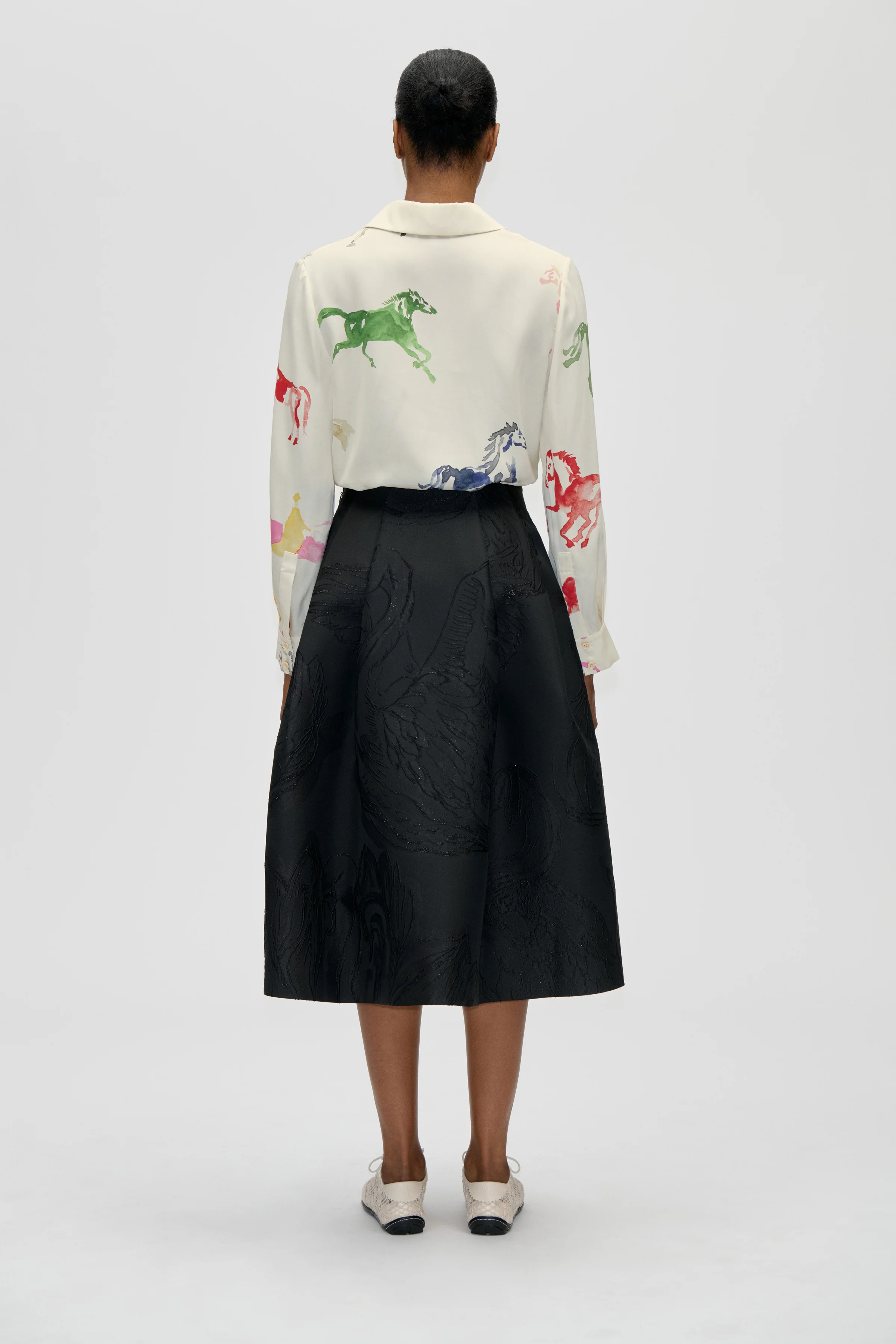 Voluminous Midi Skirt - Swans - Image 2